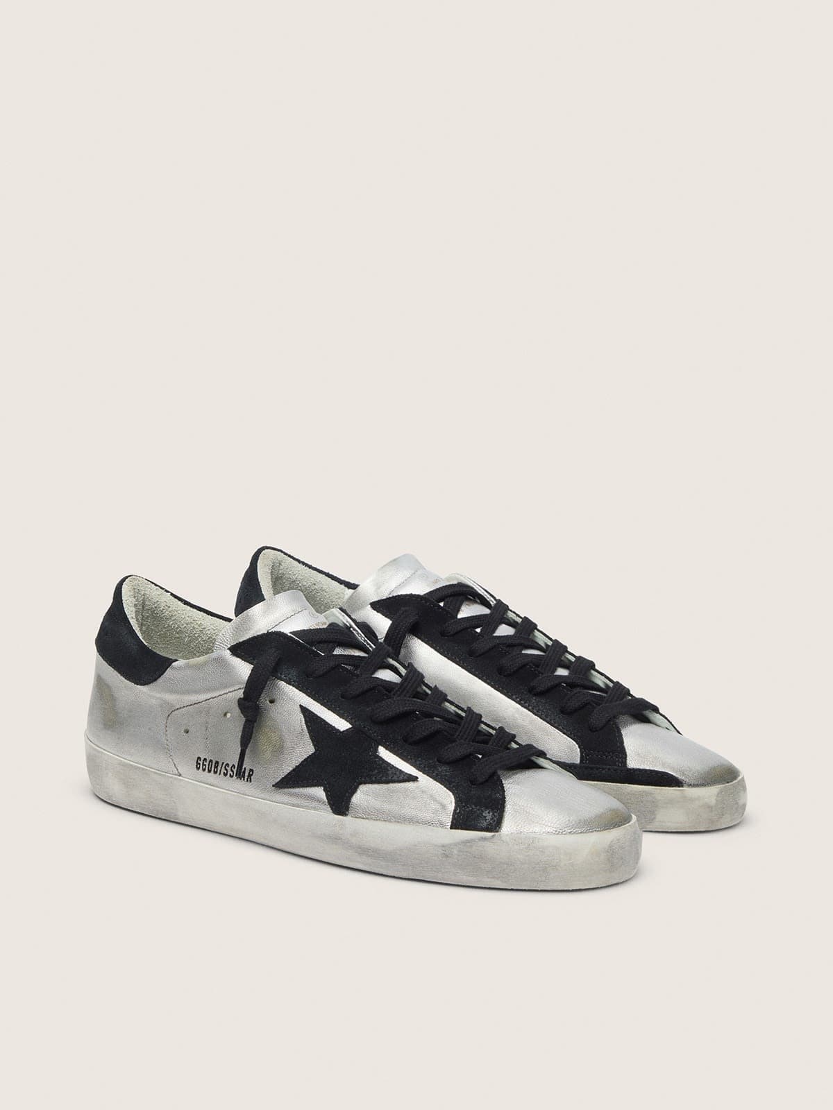 Golden Goose Mens Super-Star In Silver Leather Mens
