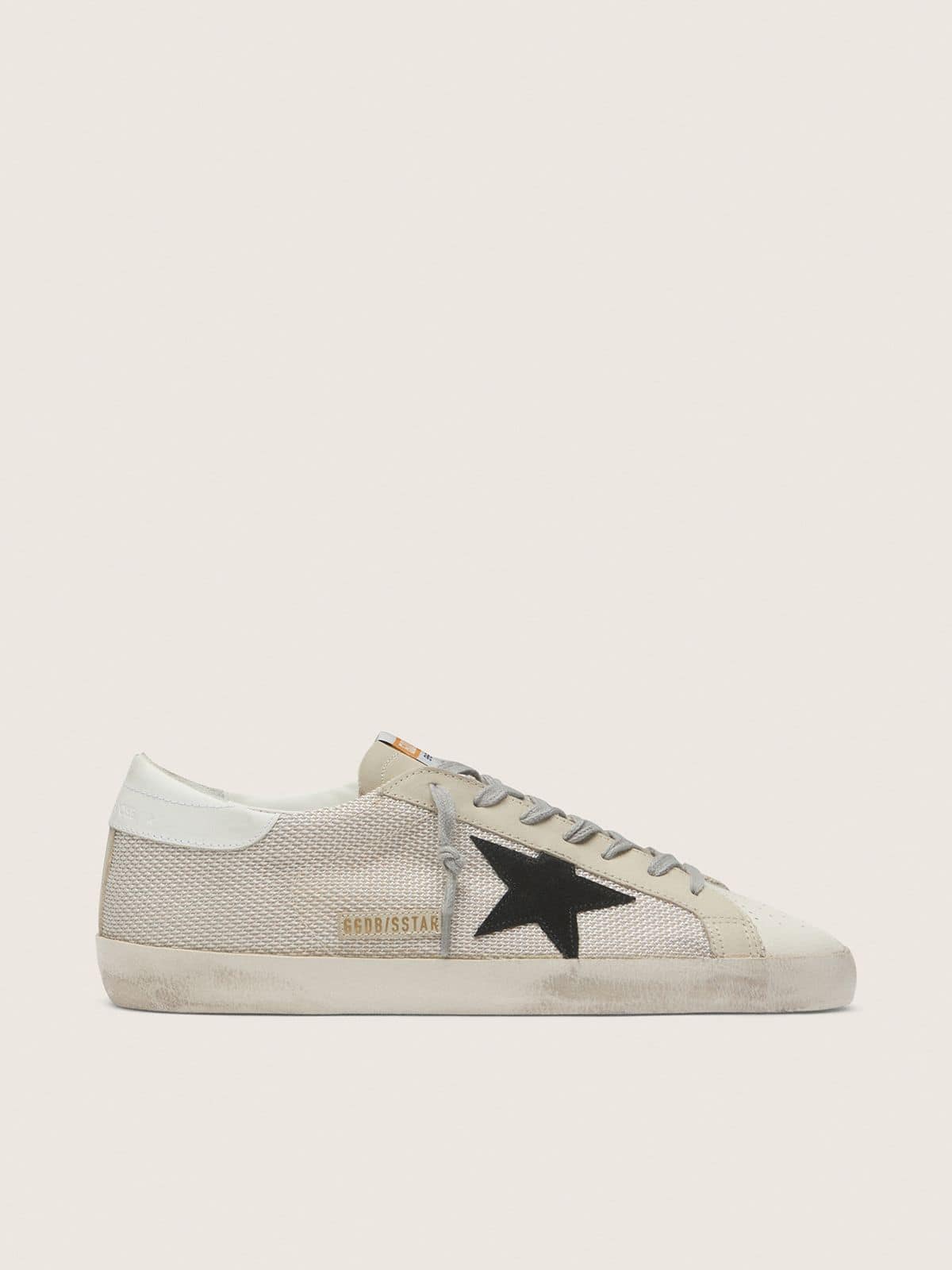 Golden Goose Mens Super-Star In Leather With Black Star Mens