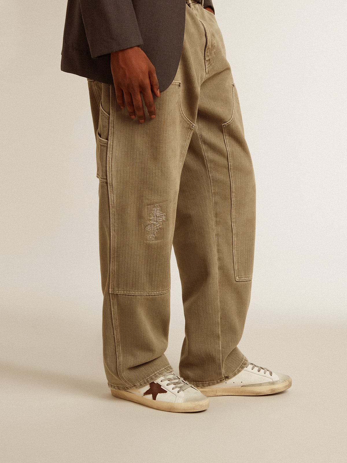 Golden Goose Mens Bio-Based Super-Star With Canvas Star And Dark Brown Leather Heel Tab Mens
