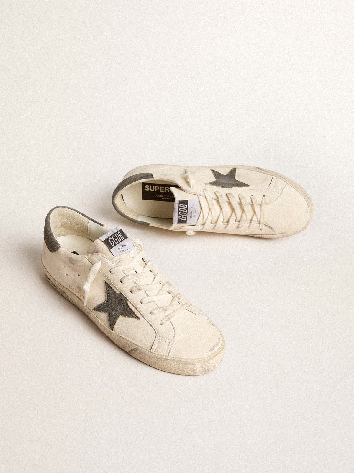 Golden Goose Super-Star In Nappa With Gray Suede Star And Heel Tab Mens