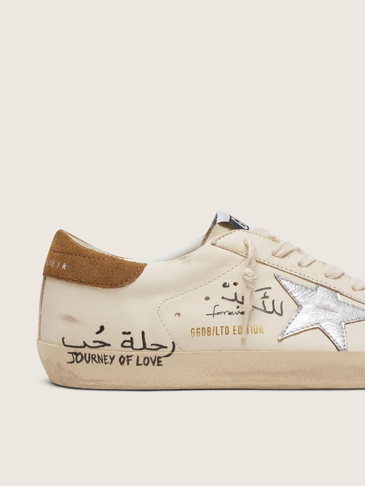 Golden Goose Mens Super-Star In Nappa With Metallic Silver Star And All-Over Lettering Mens