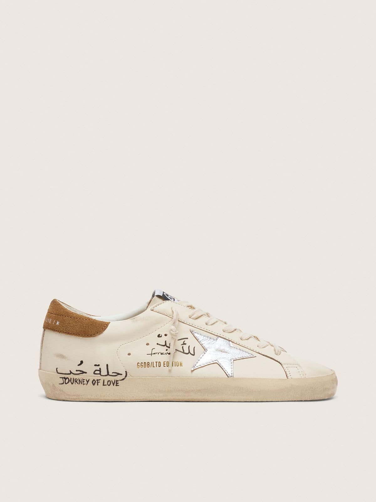 Golden Goose Mens Super-Star In Nappa With Metallic Silver Star And All-Over Lettering Mens