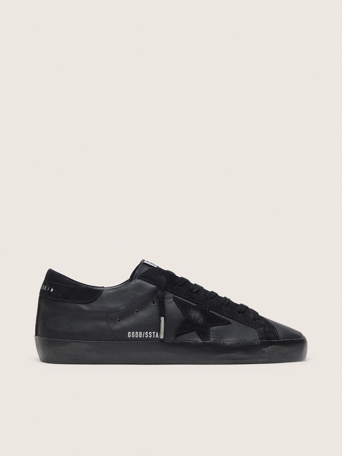 Golden Goose Mens Super-Star In Black Nappa With Suede Details And Black Foxing Mens