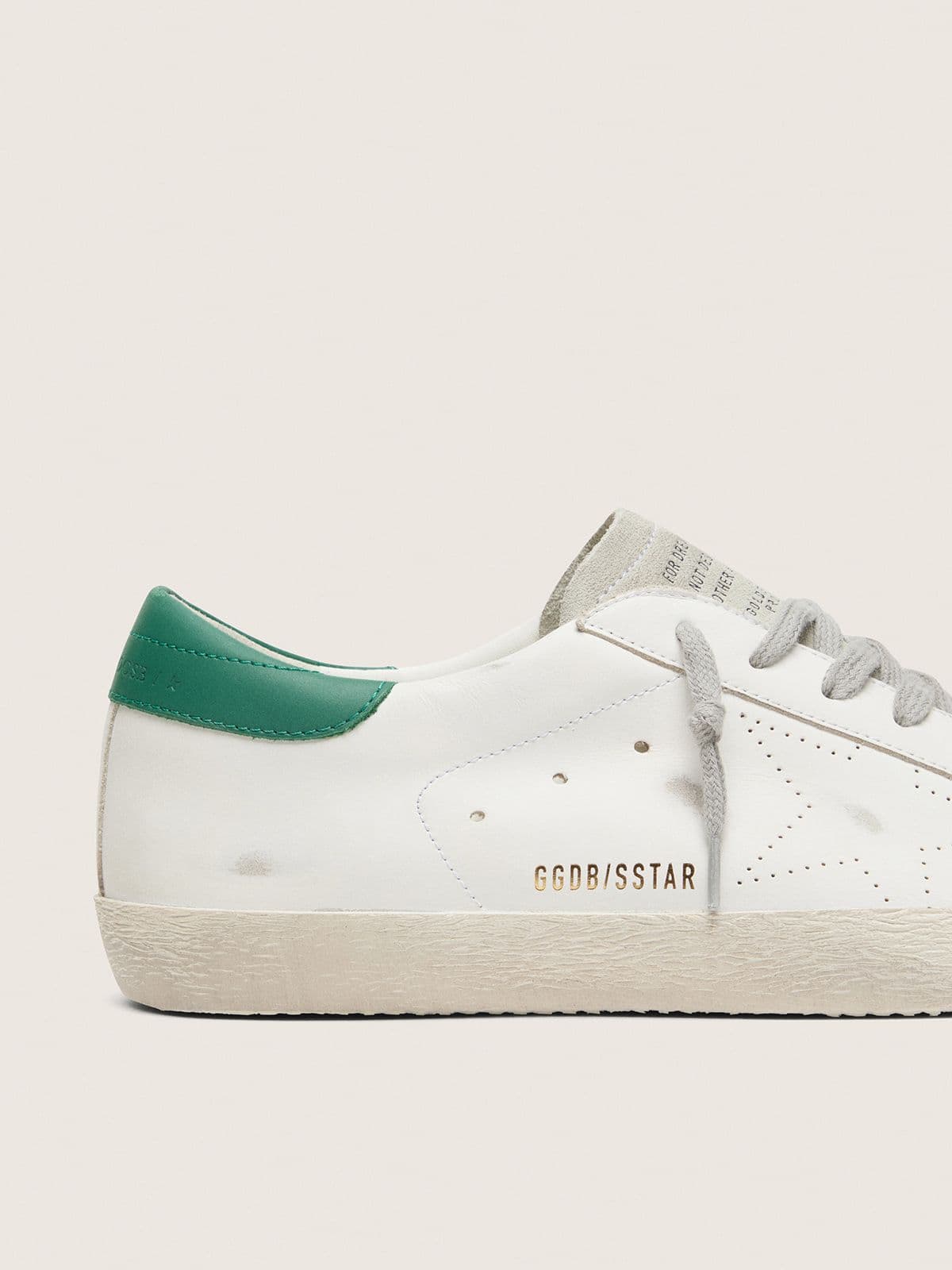 Golden Goose Mens Super-Star With Perforated Star And Green Heel Tab Mens