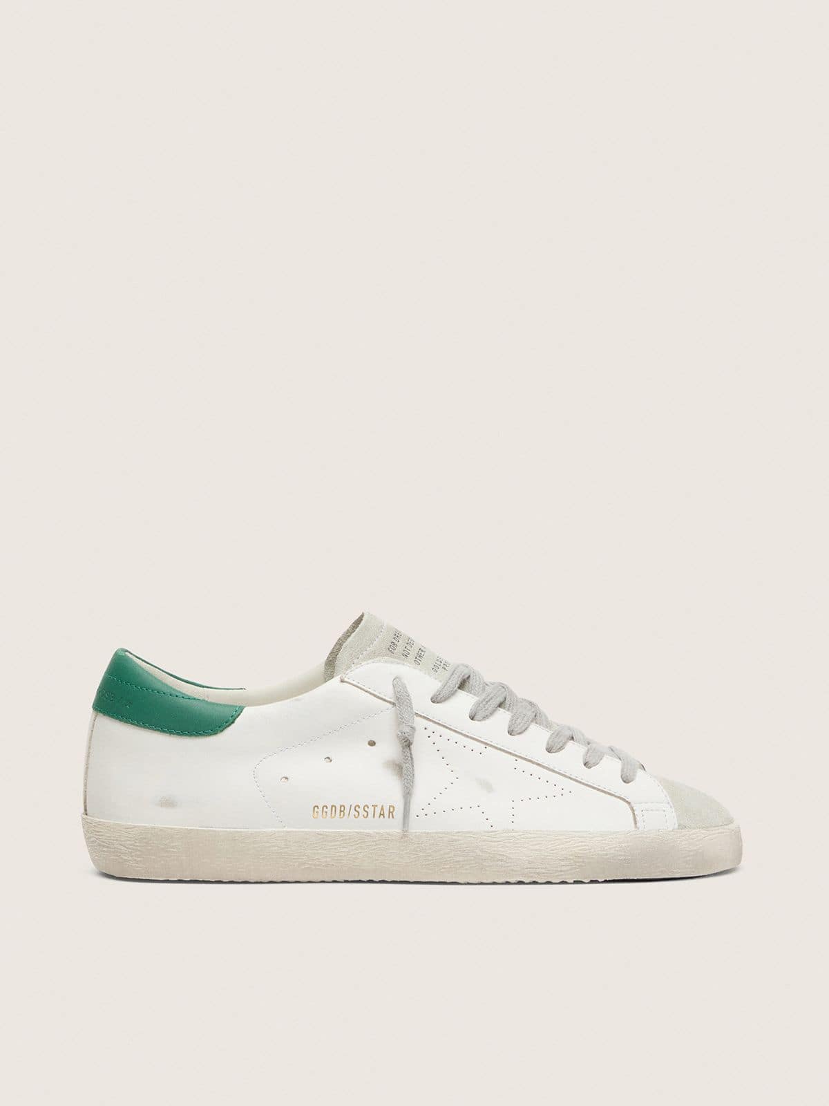 Golden Goose Mens Super-Star With Perforated Star And Green Heel Tab Mens
