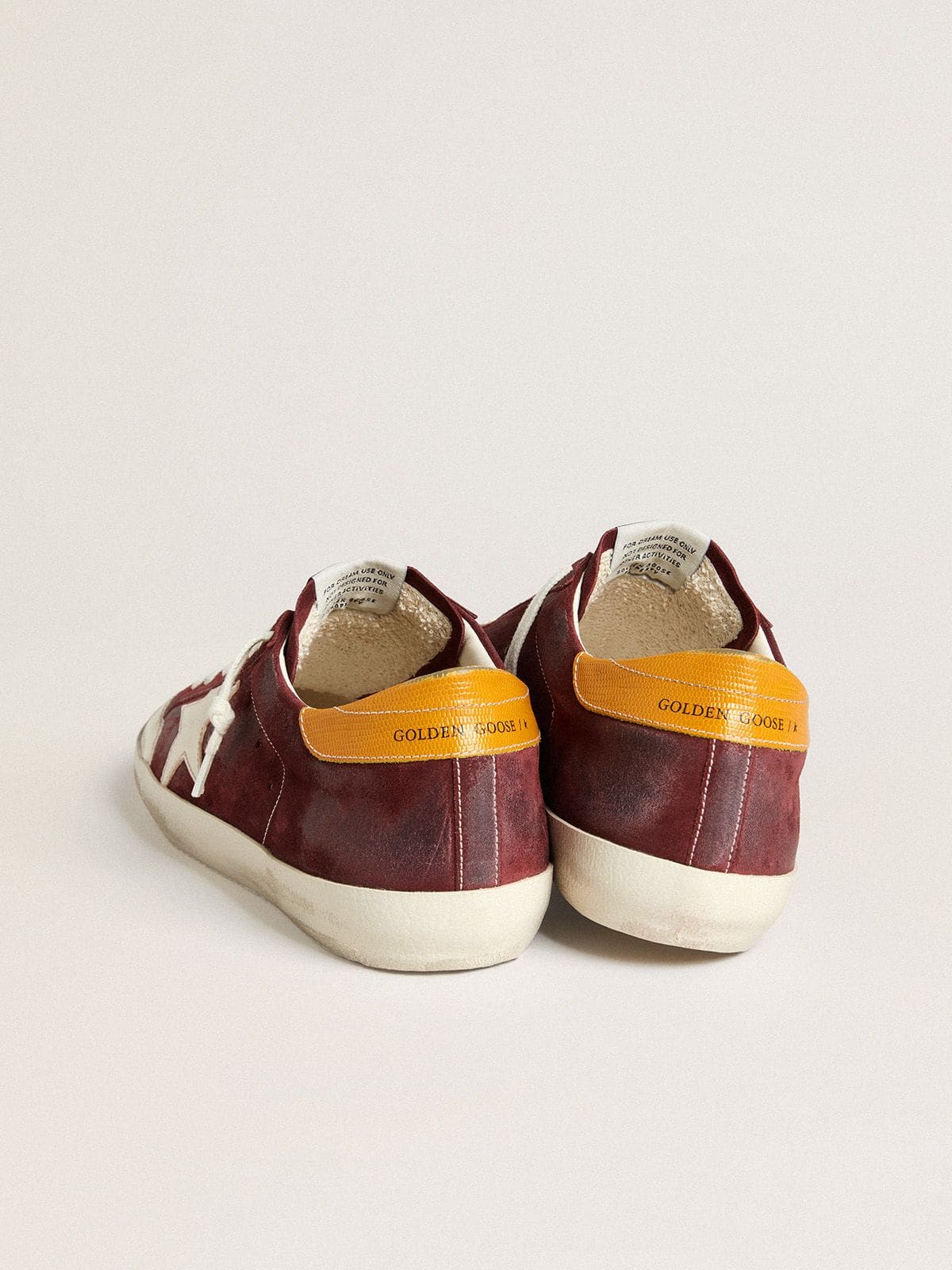 Golden Goose Mens Super-Star In Brick-Red Suede With White Leather Star And Animal-Print Heel Tab Mens
