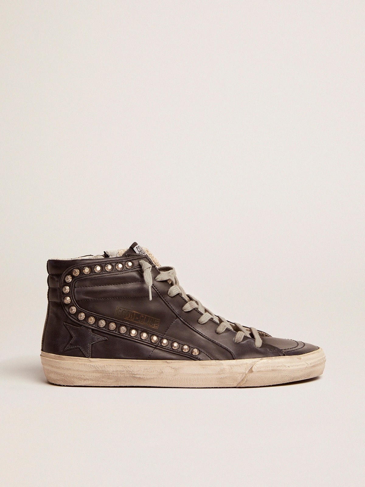 Golden Goose Mens Slide Black With Studs Mens