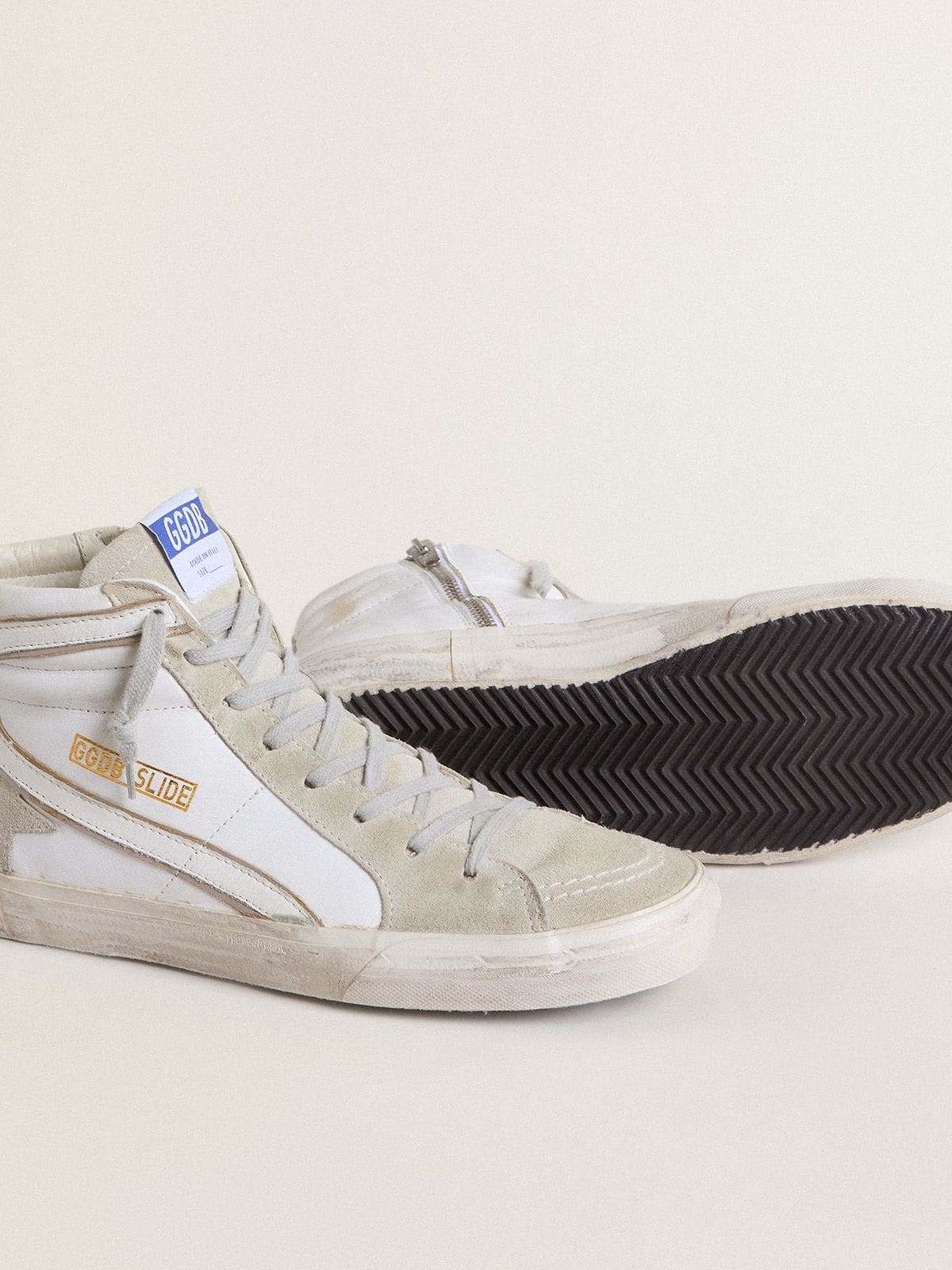Golden Goose Mens Slide In Leather With Suede Details Mens