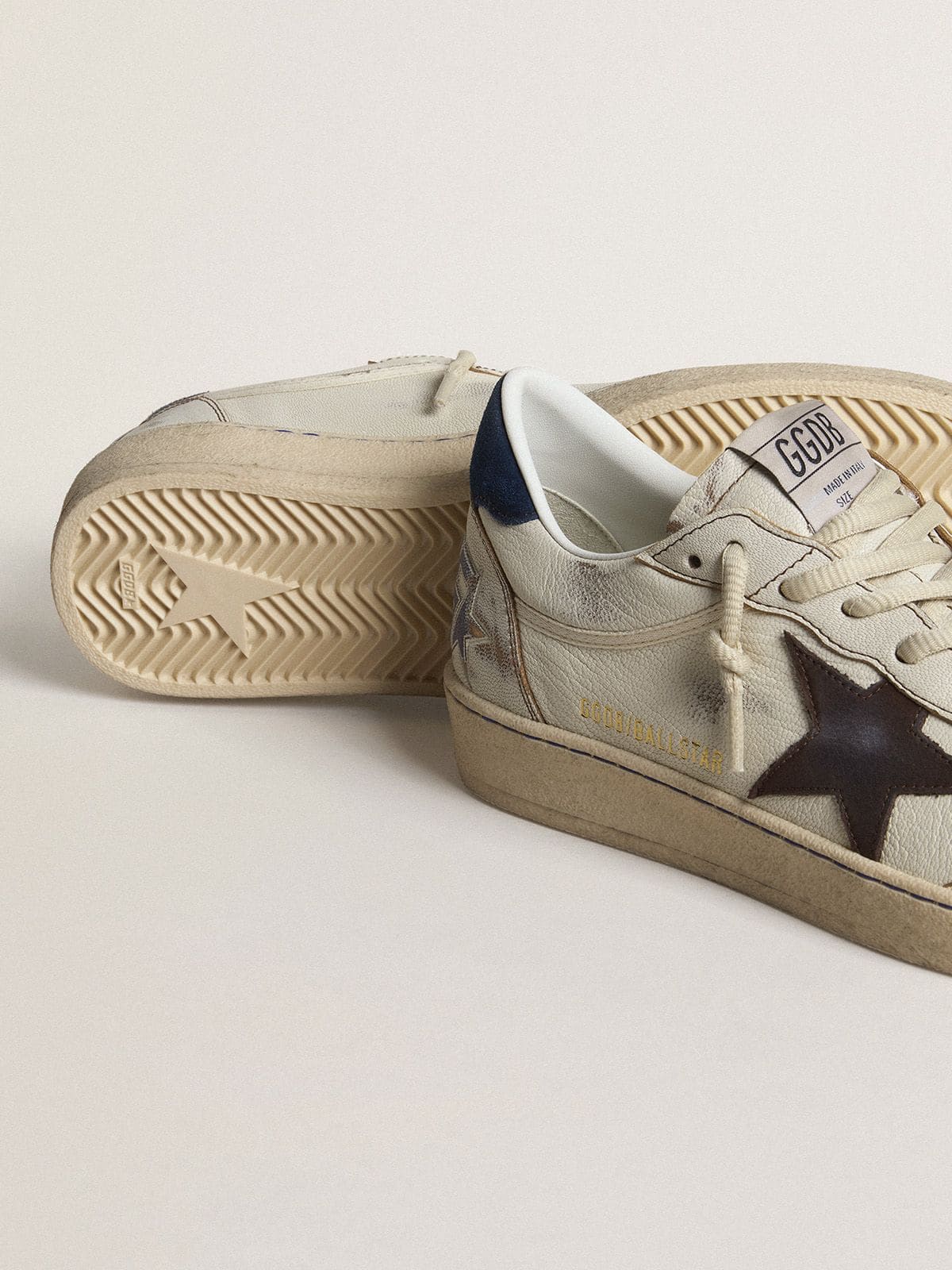 Golden Goose Ball Star With Black Star And Blue Suede Heel Tab Mens