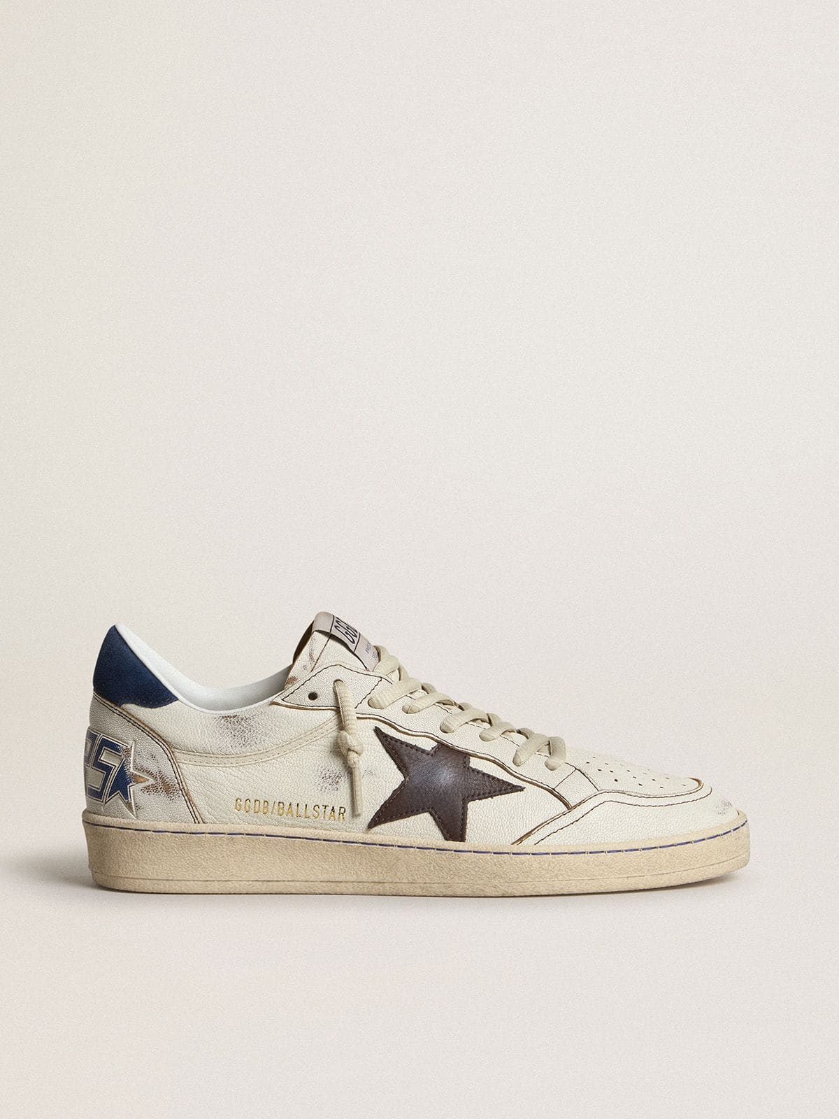 Golden Goose Ball Star With Black Star And Blue Suede Heel Tab Mens