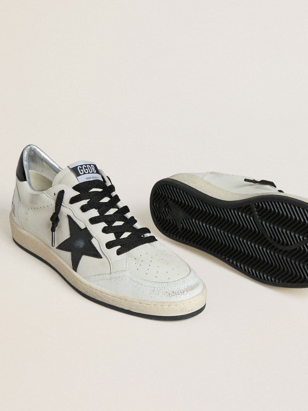 Golden Goose Mens Ball Star Wishes In Nappa With Black Naplak Star And Heel Tab Mens