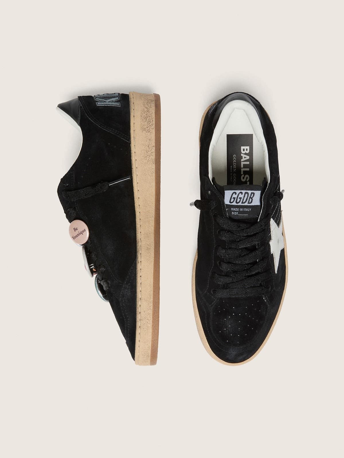 Golden Goose Mens Ball Star Ltd In Black Suede With Skins Mens