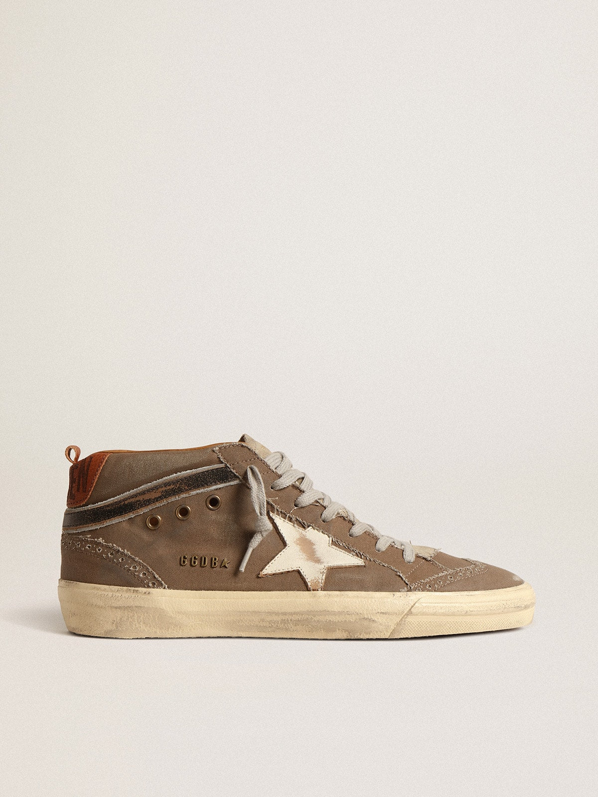 Golden Goose Mid Star In Green Canvas With Leather Star And Black Flash Mens