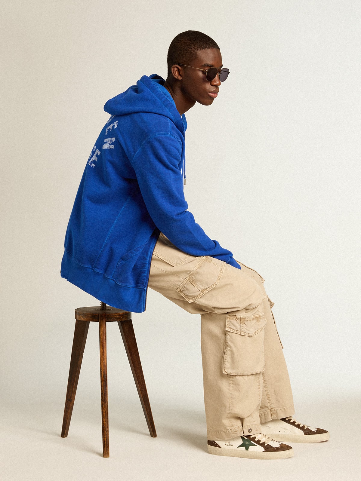 Golden Goose Mid Star With Green Leather Star And Blue Leather Flash Mens