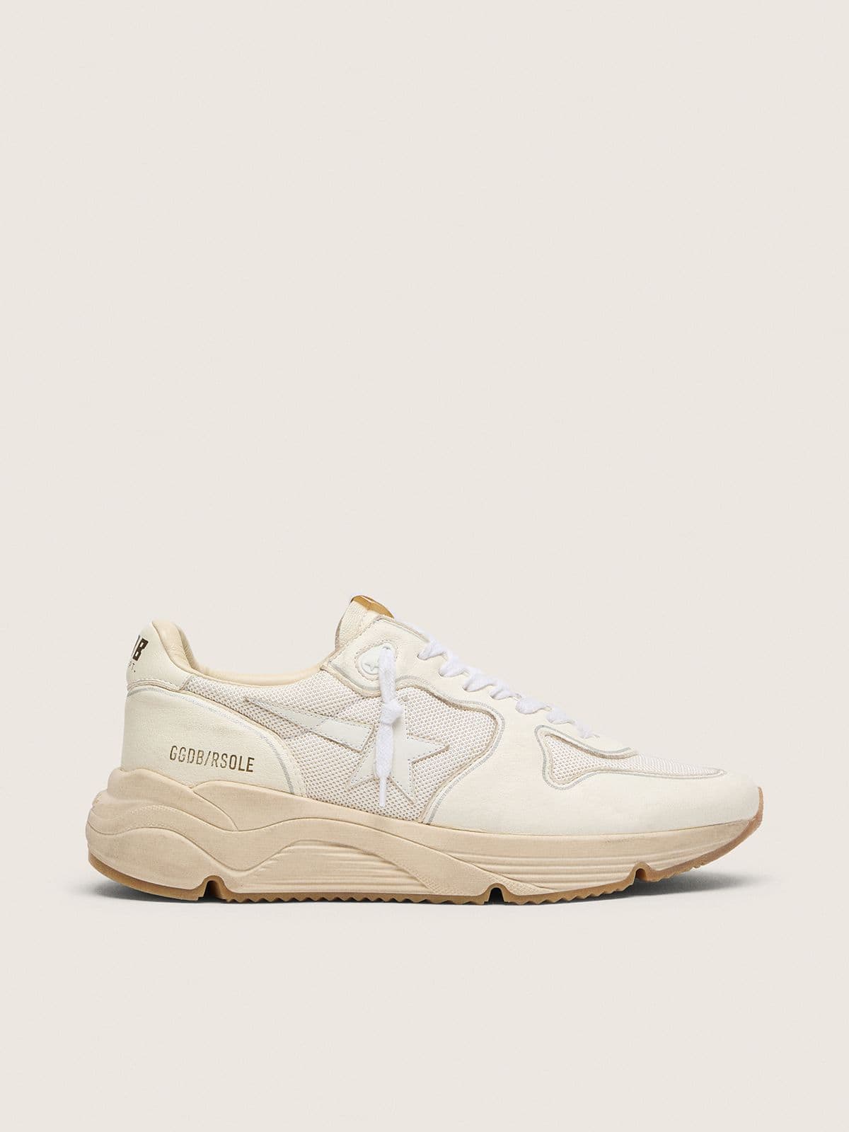 Golden Goose Mens Running Sole In Mesh And White Nappa Mens