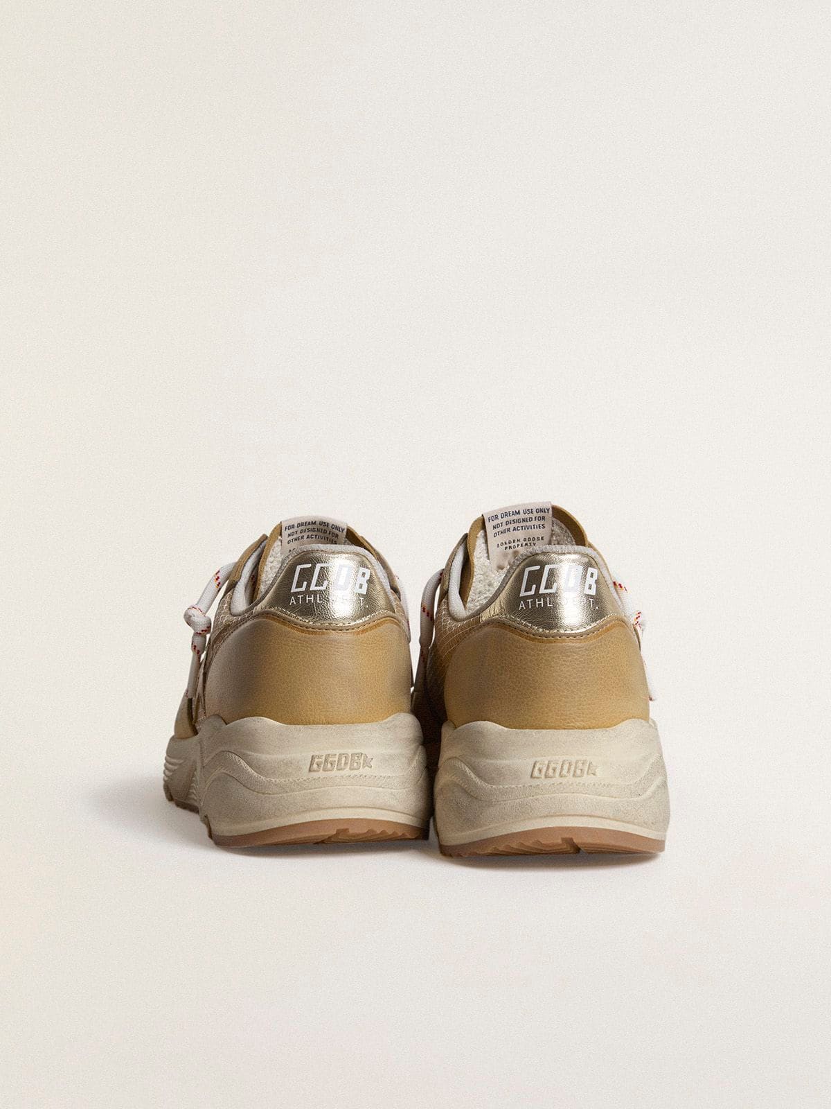 Golden Goose Running Sole In Beige Nubuck With Beige Leather Star Mens