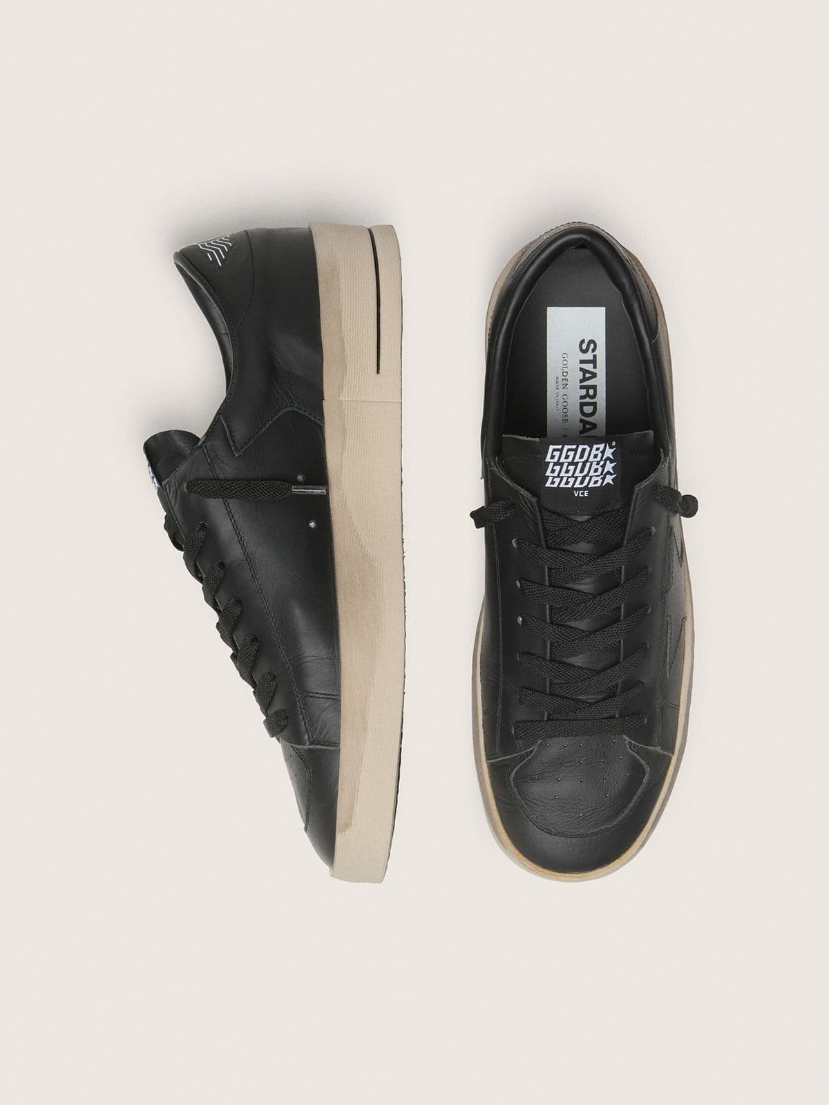 Golden Goose Mens Stardan In Total Black Leather Mens