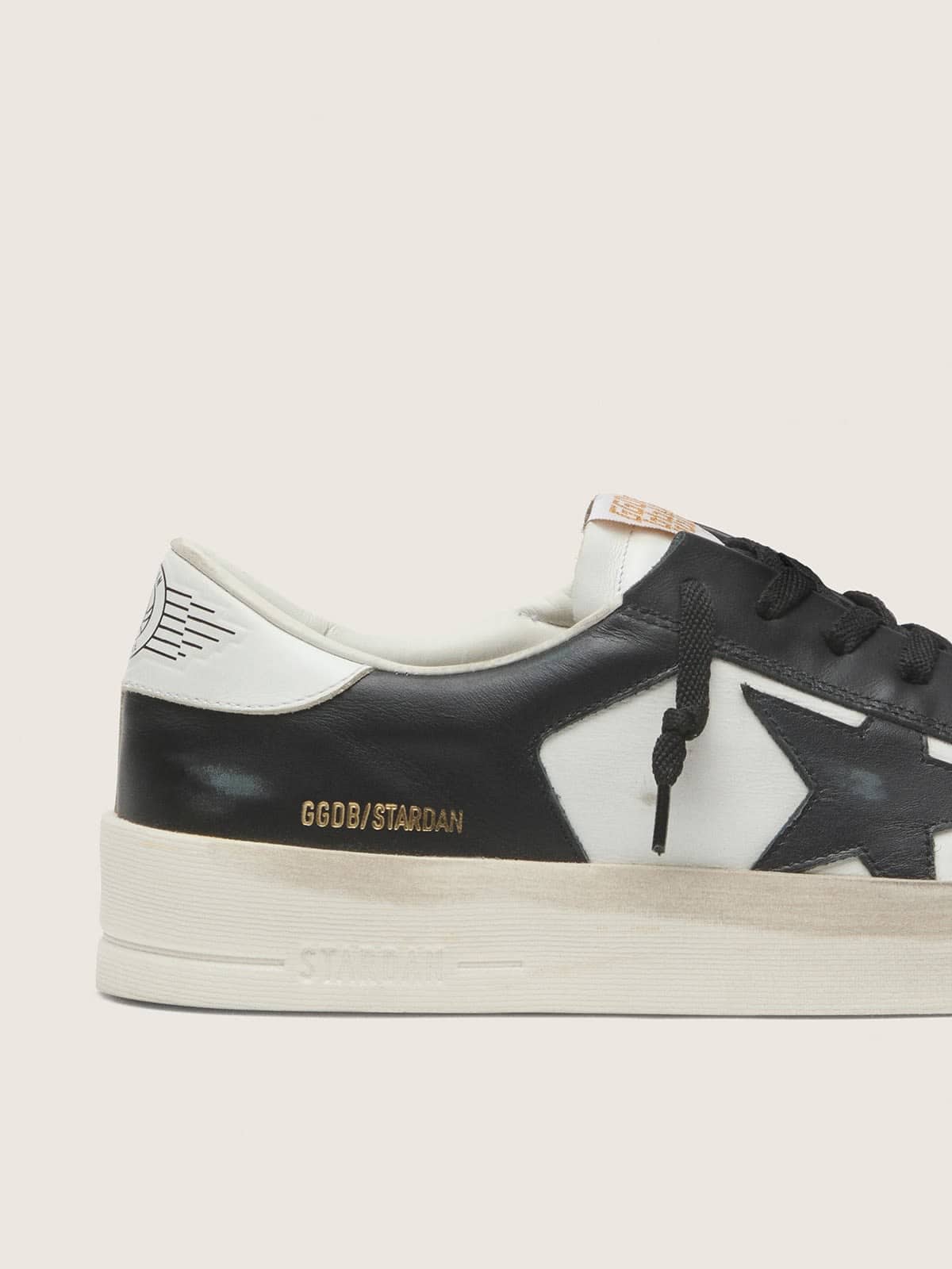 Golden Goose Mens Stardan In White And Black Leather Mens