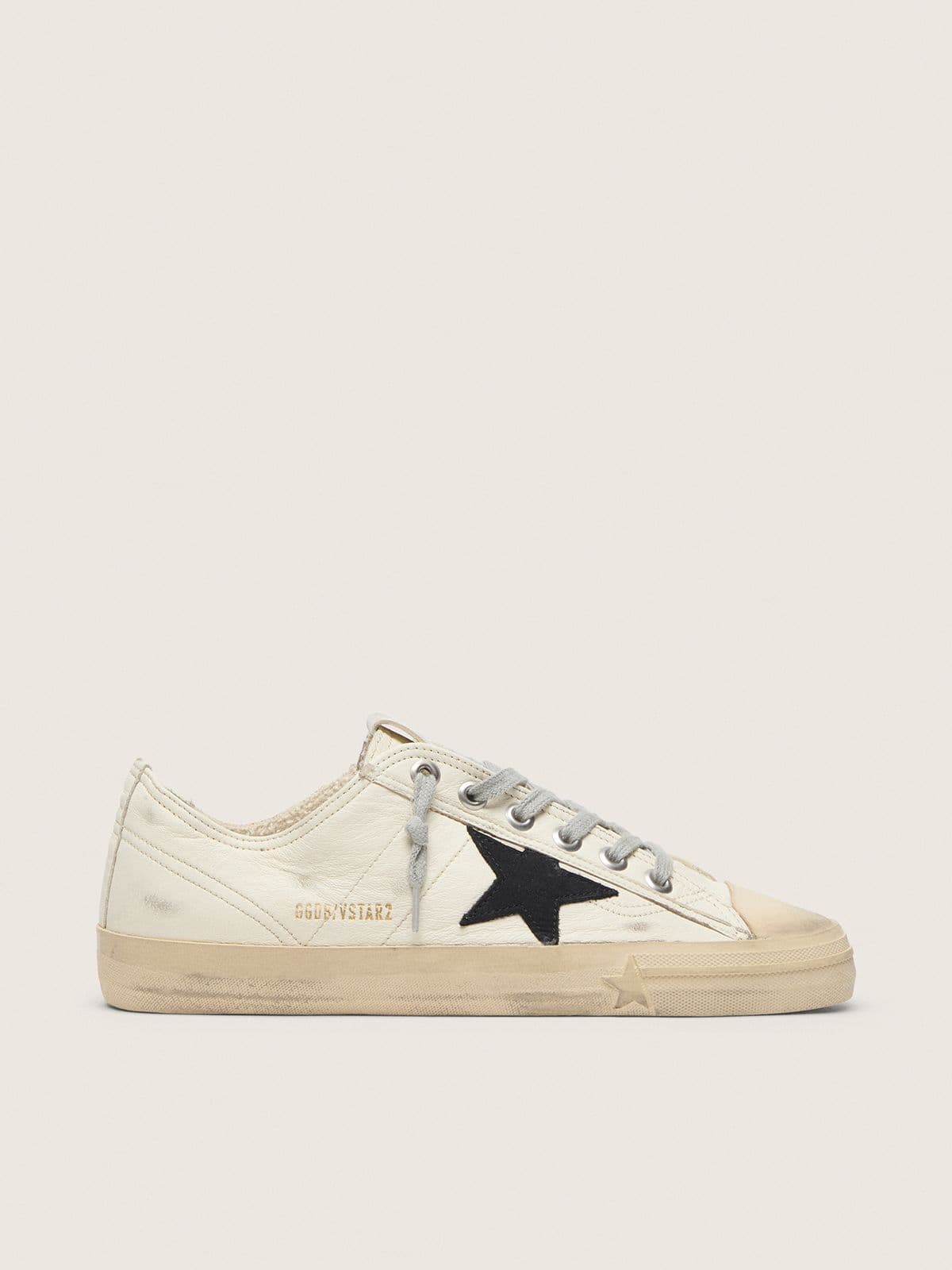 Golden Goose V-Star In Nappa Leather With Black Nubuck Leather Star Mens