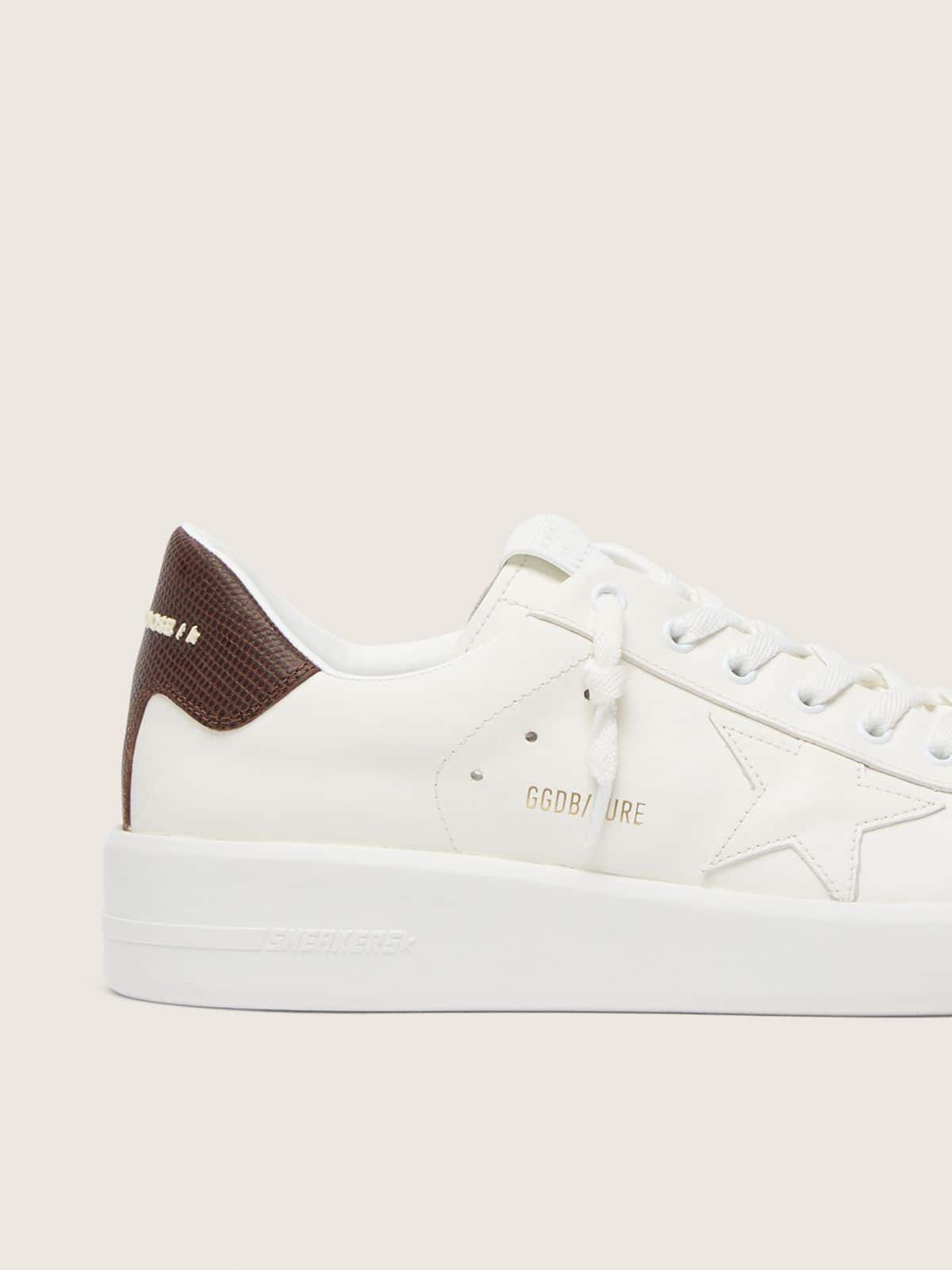 Golden Goose Purestar With White Star And Burgundy Lizard-Print Heel Tab Mens