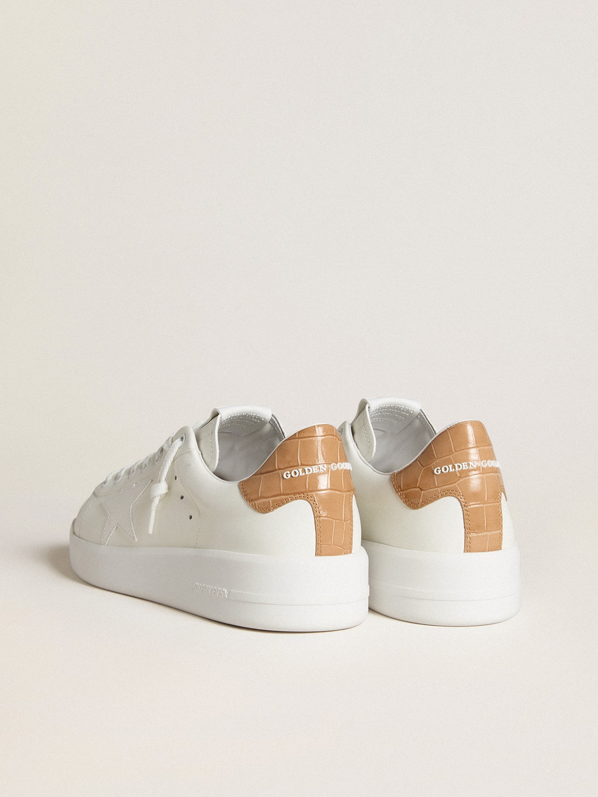 Golden Goose Mens Purestar With Leather Star And Croc-Print Leather Heel Tab Mens