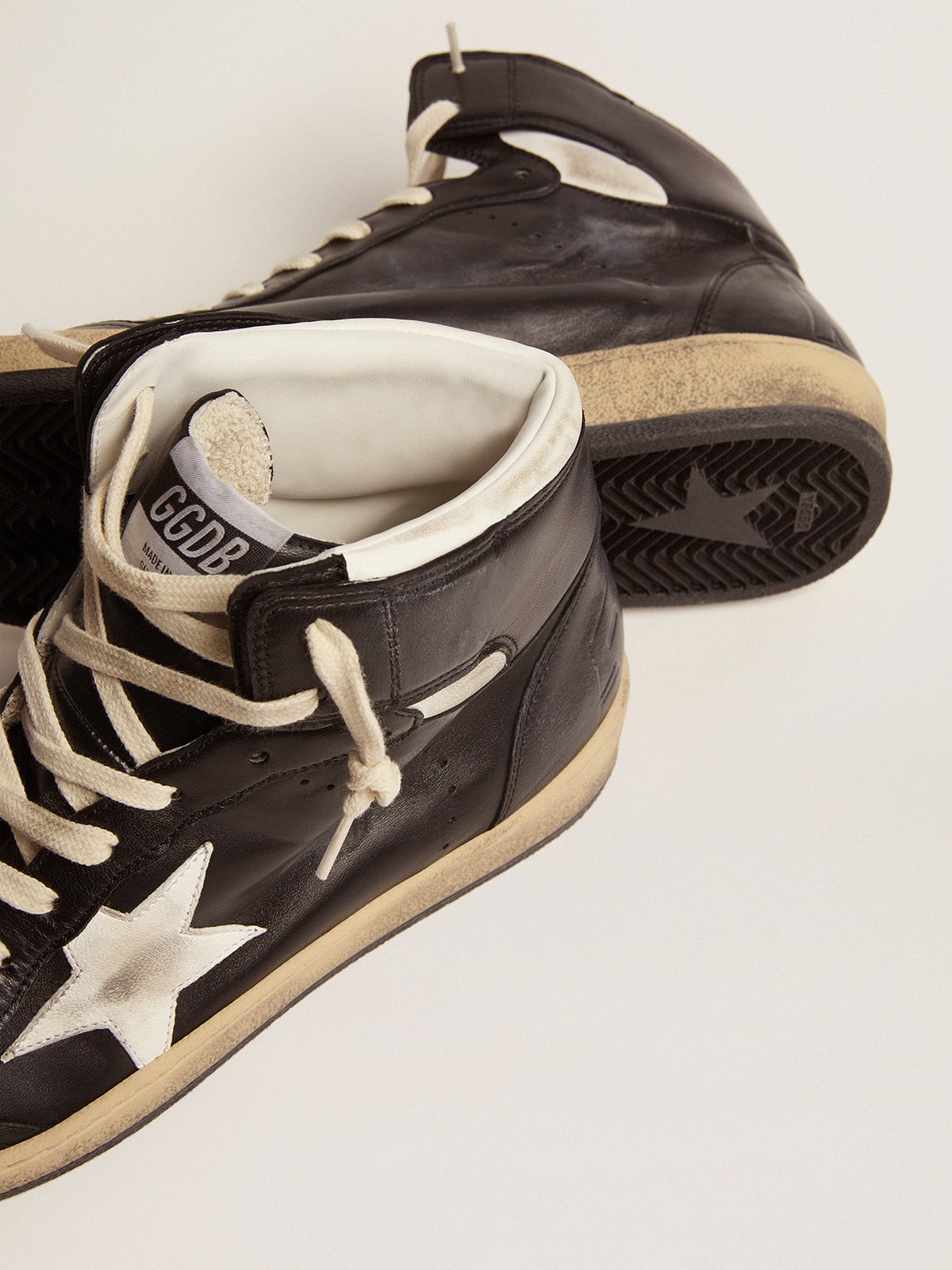 Golden Goose Sky-Star In Black Nappa Leather With White Leather Star Mens