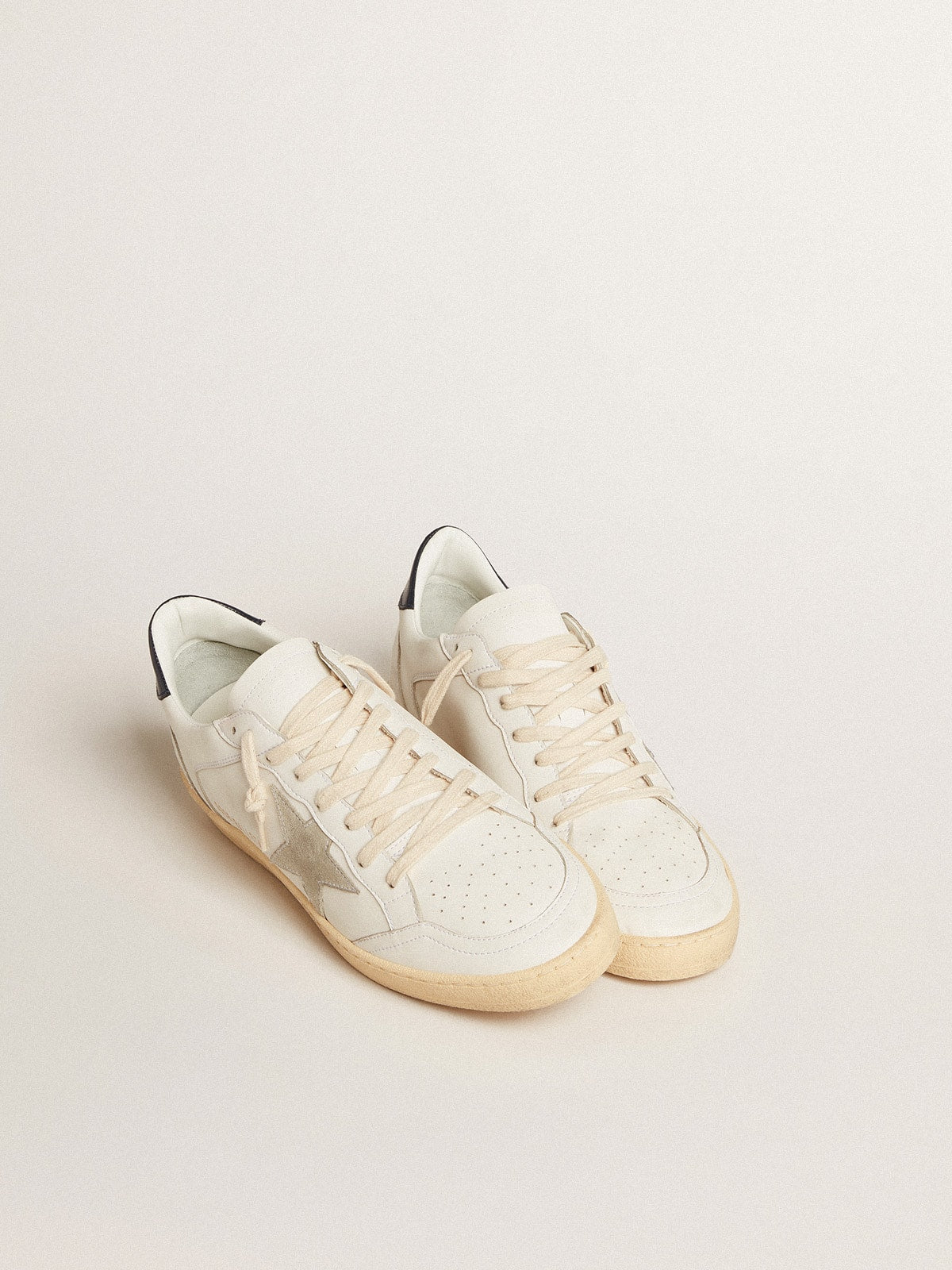 Golden Goose Ball Star With Ice-Gray Suede Star And Blue Leather Heel Tab Mens