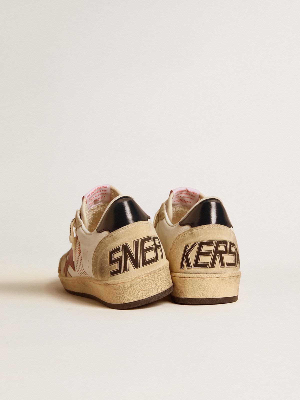 Golden Goose Mens Ball Star Ltd In Nappa Leather With Red Leather Star And Leather Heel Tab Mens
