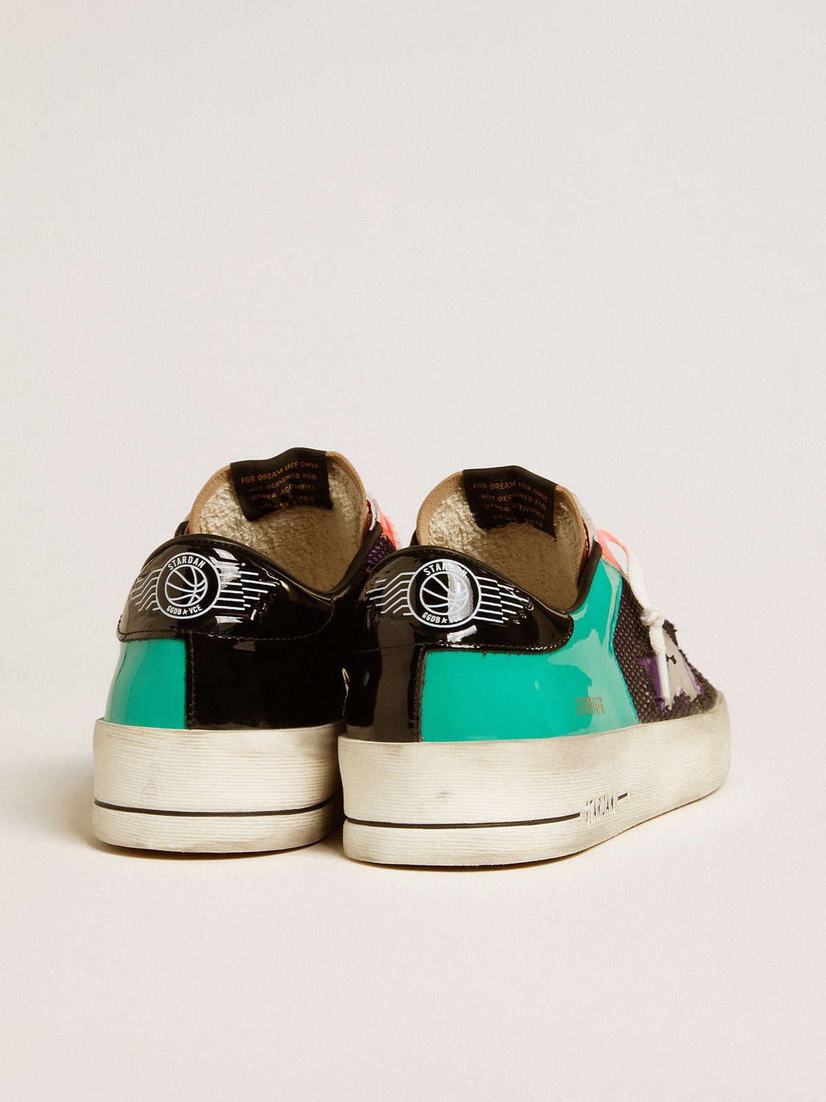 Golden Goose Mens Stardan Lab In Patent Leather And Mesh With Rubber Star Mens
