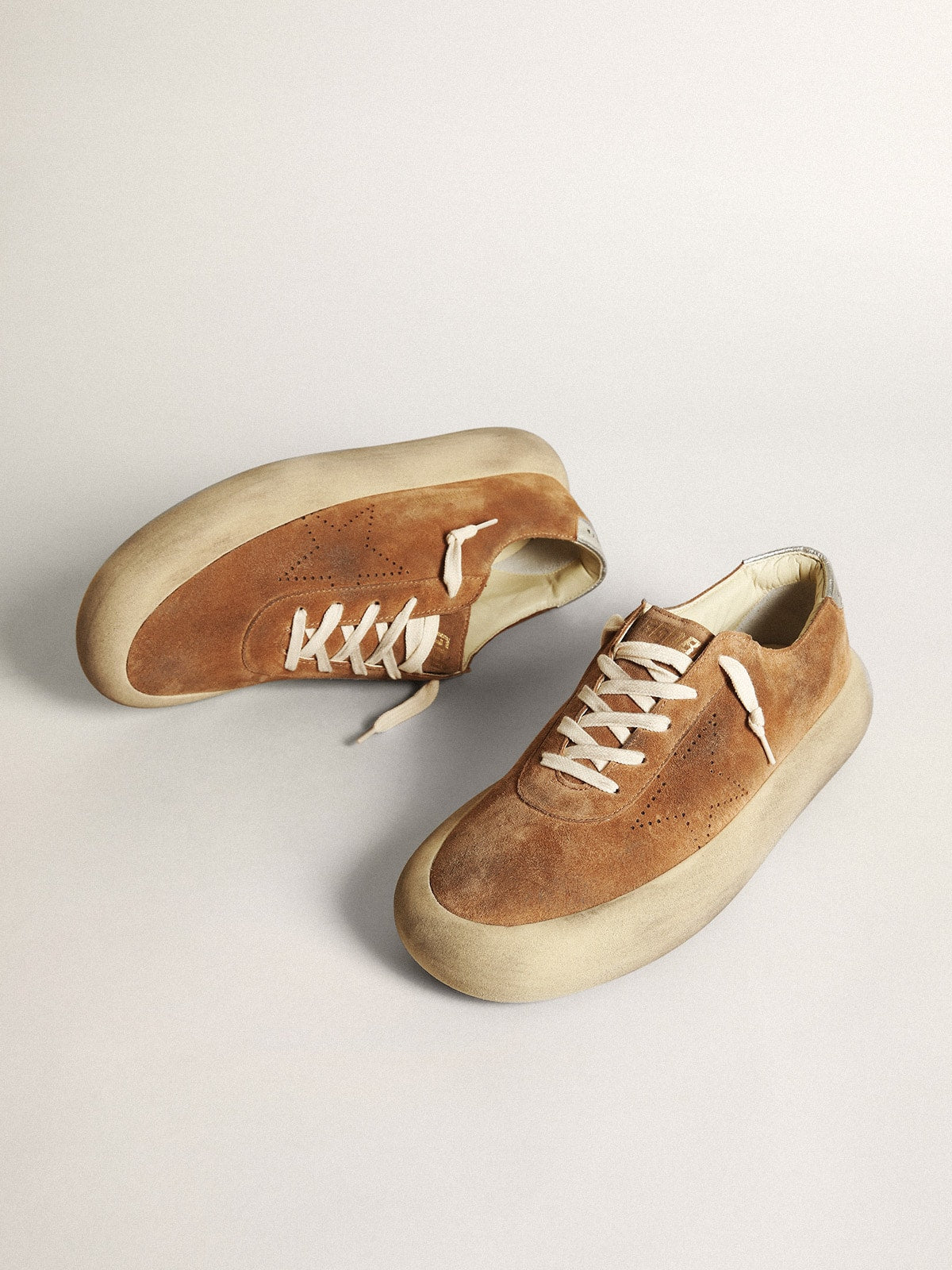 Golden Goose Mens Space-Star In Tobacco-Colored Suede Mens