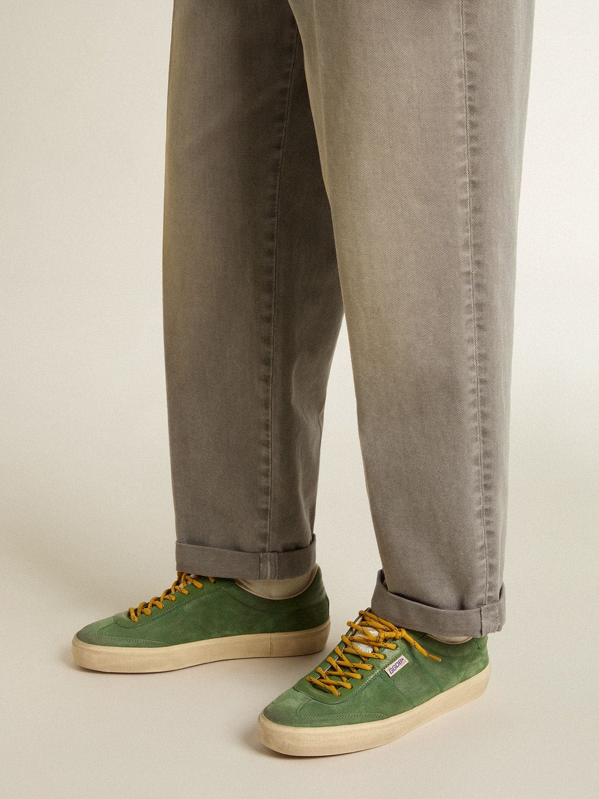 Golden Goose Mens Soul Star In Green Suede With Green Leather Heel Tab Mens
