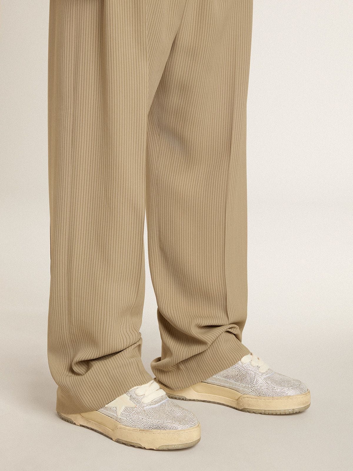 Golden Goose Forty2 In White Leather And Swarovski Crystals With White Tpu Star Mens