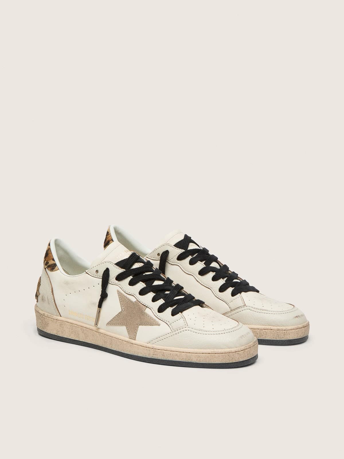 Golden Goose Mens Ball Star Wishes With Suede Star And Leopard-Print Pony Skin Heel Tab Mens