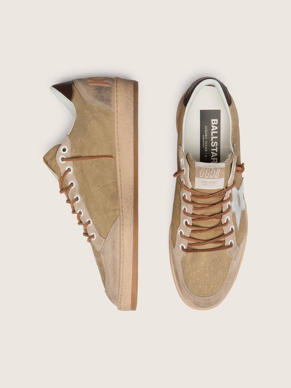 Golden Goose Mens Ball Star Ltd In Tobacco Suede With Silver Star Mens