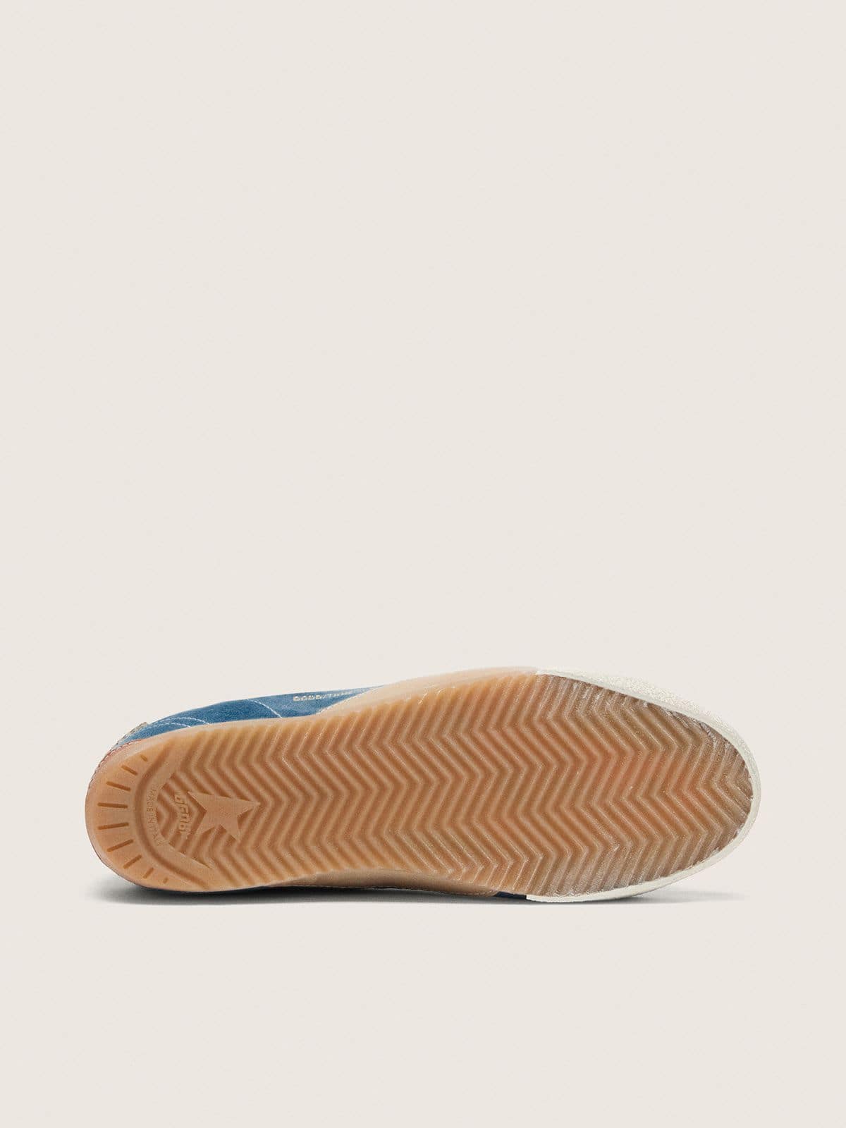 Golden Goose Mens True-Star In Teal Suede With Black Star And Cream Heel Tab Mens