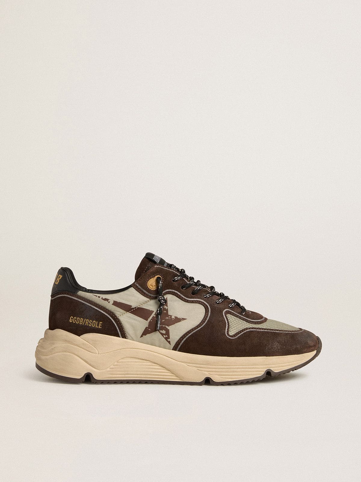 Golden Goose Mens Running Sole In Nylon And Suede With Printed Star And Leather Heel Tab Mens