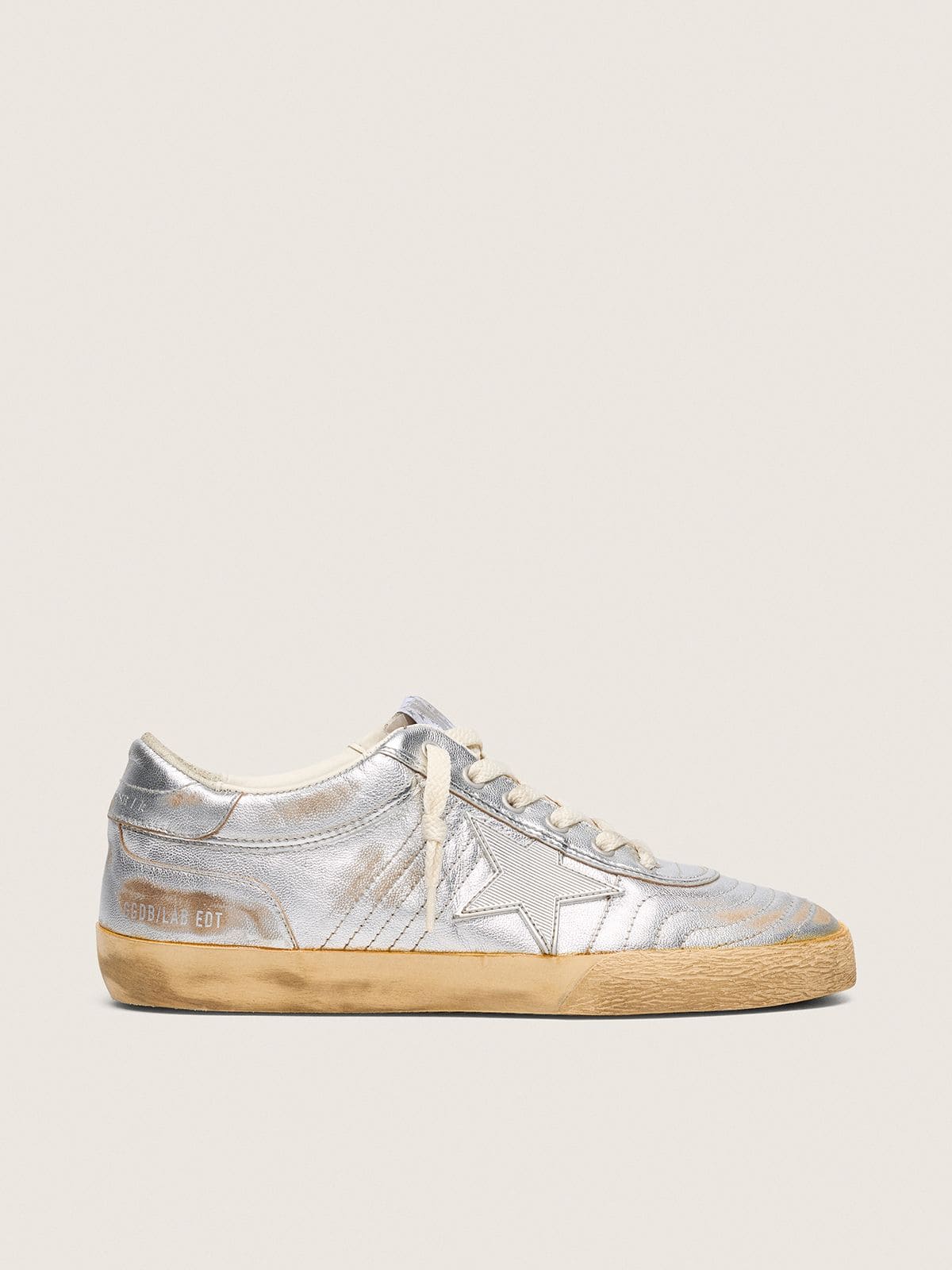Golden Goose Mens Super-Star Lab In Metallic Nappa With Silver Tpu Star Mens