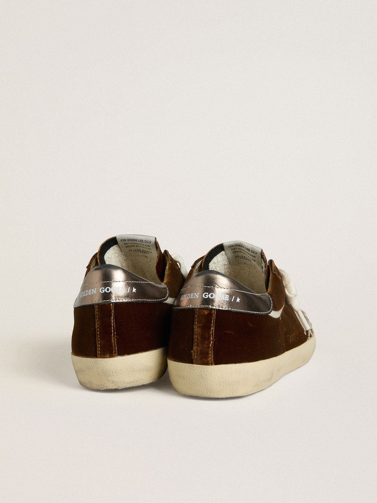 Golden Goose Mens Super-Star In Cognac Velvet With Metallic Leather Star And Heel Tab Mens
