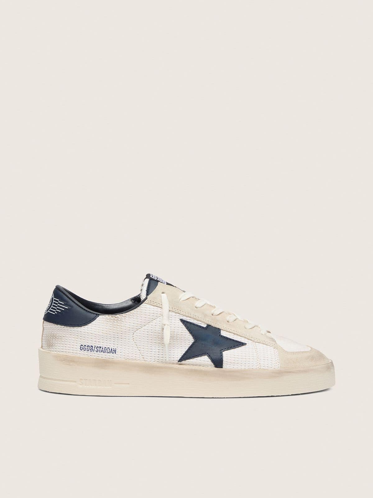 Golden Goose Mens Stardan In Beige Suede With Blue Star Mens