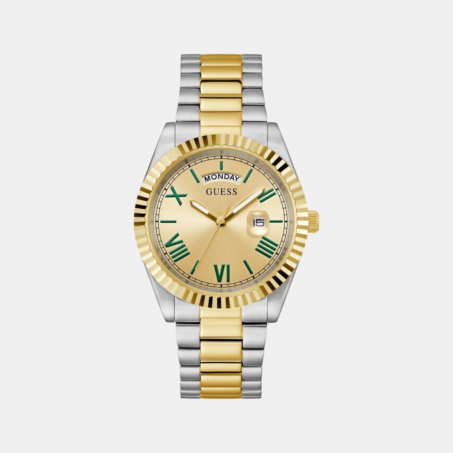 Guess Gd Connoisseur Men Quartz Champagne Dial Analog Stainless Steel Gw0265G14