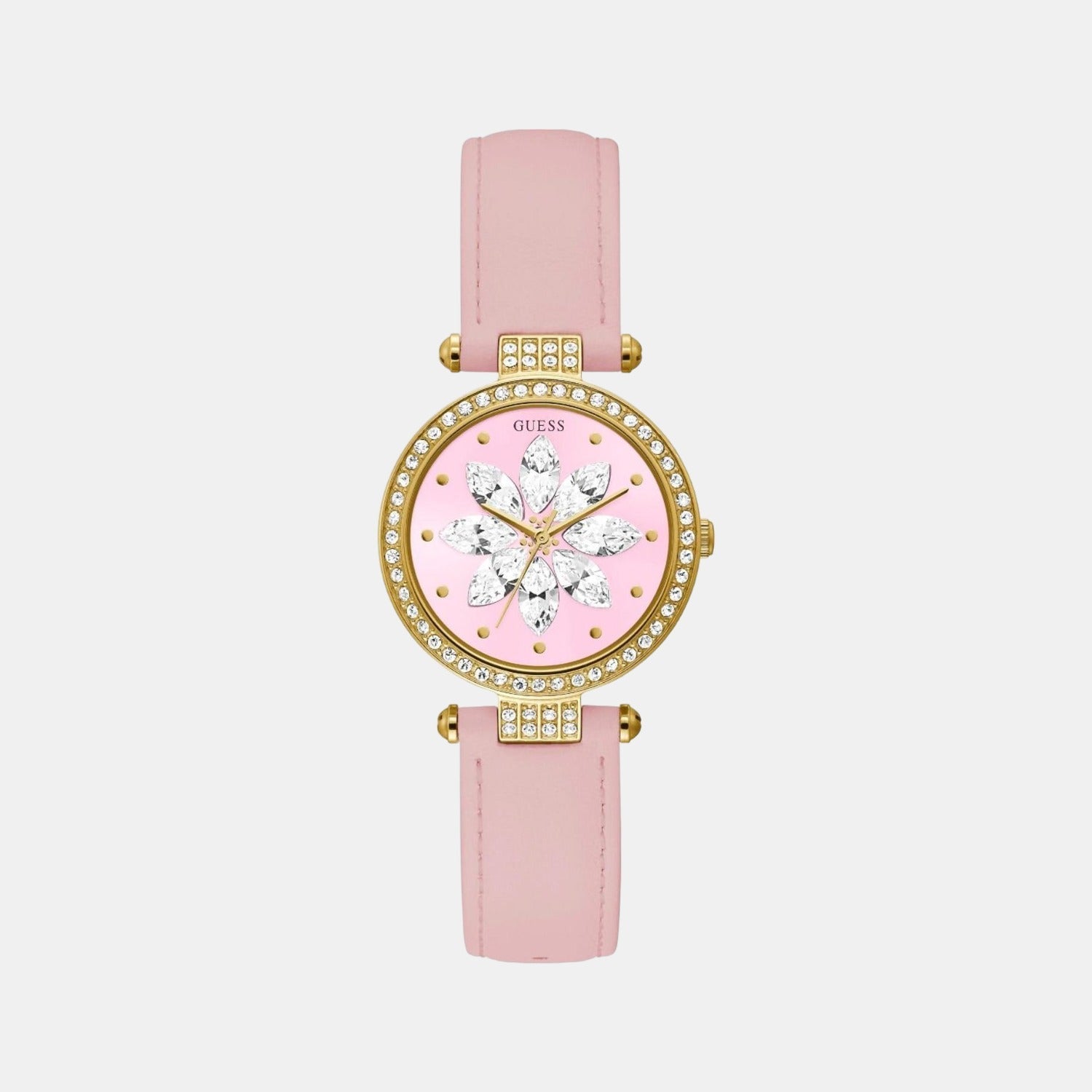 Guess Full Bloom Women Quartz Pink Dial Analog Leather Watch Gw0382L1