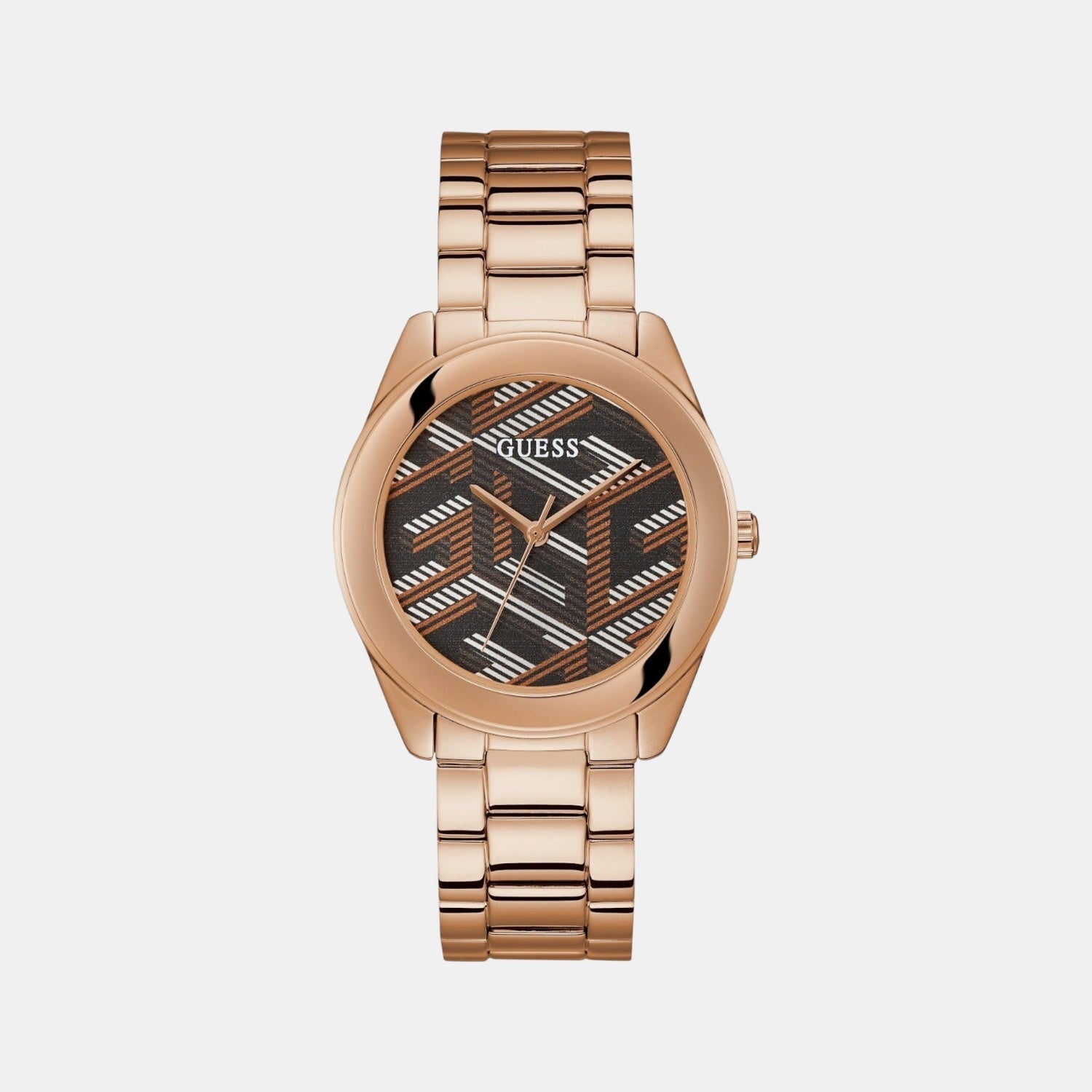 Guess Cubed Women Quartz Brown Dial Analog Stainless Steel Watch Gw0607L3