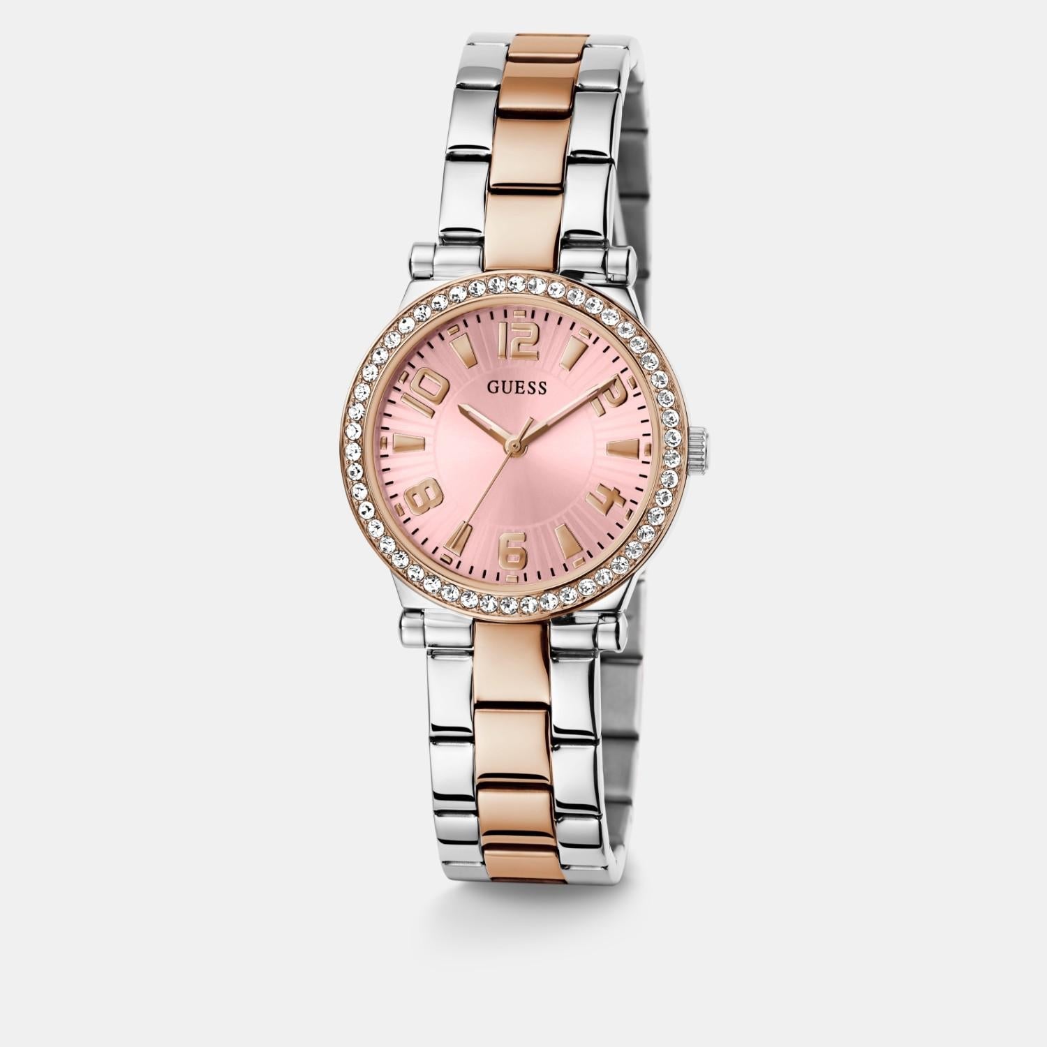 Guess Gd Fawn Women Quartz Pink Dial Analog Stainless Steel Gw0686L4