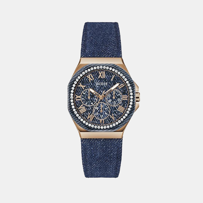 Guess Glaze Women Quartz Blue Dial Multi-Function Fabric Watch Gw0753L5