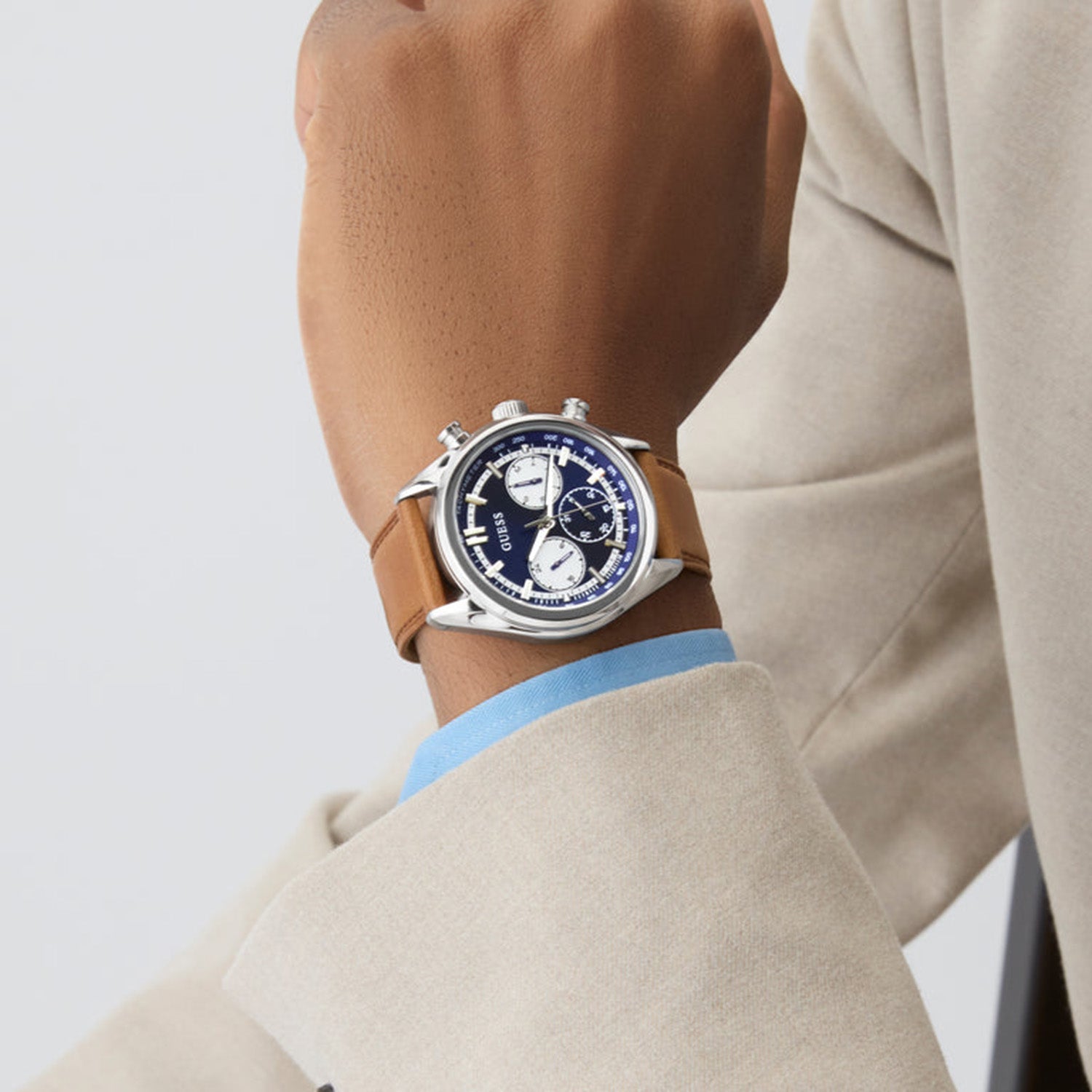 Guess Gd Dawson Men Quartz Blue Dial Analog Stainless Steel Gw0972G1