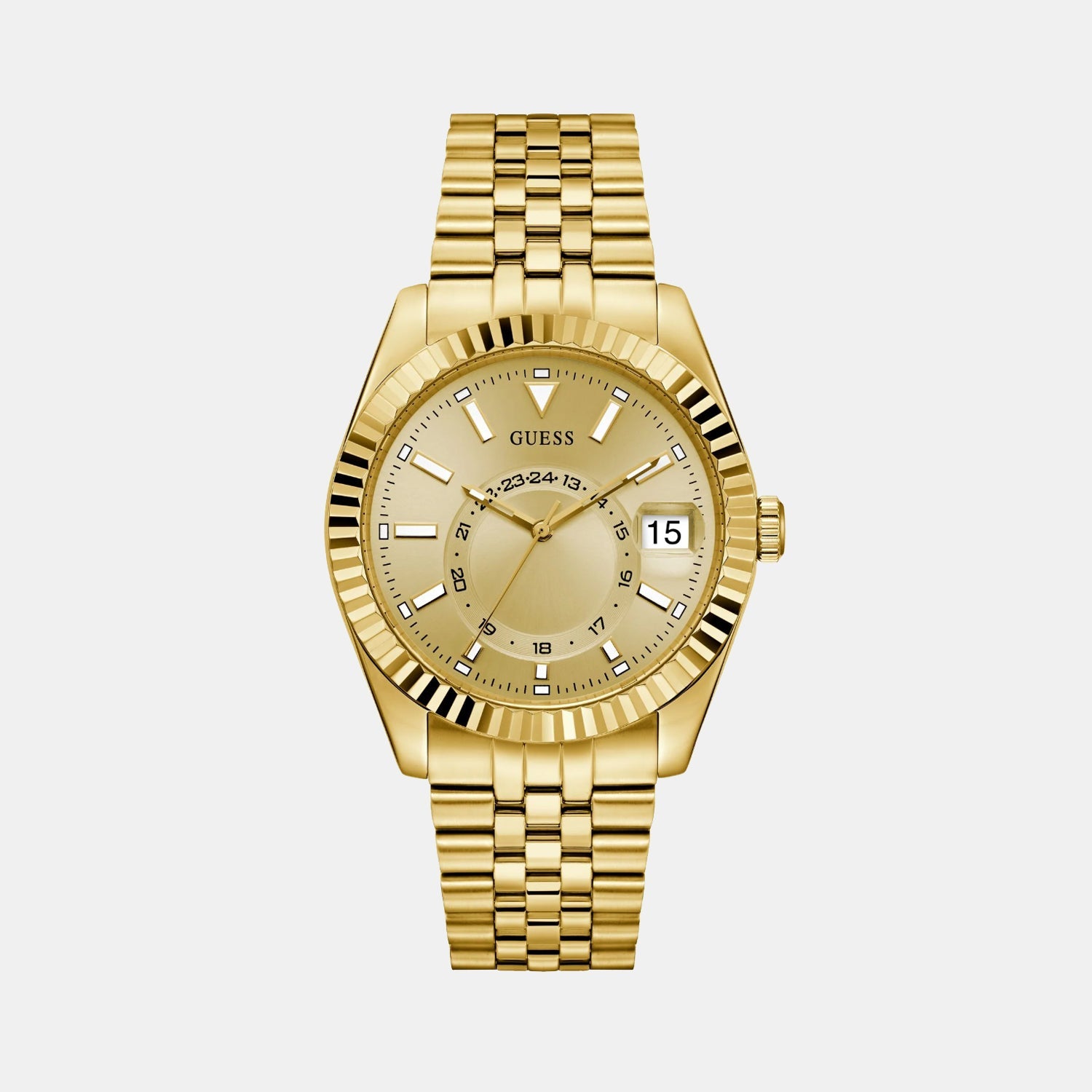 Guess Gd Jaden Men Quartz Champagne Dial Analog Stainless Steel Gw0977G2