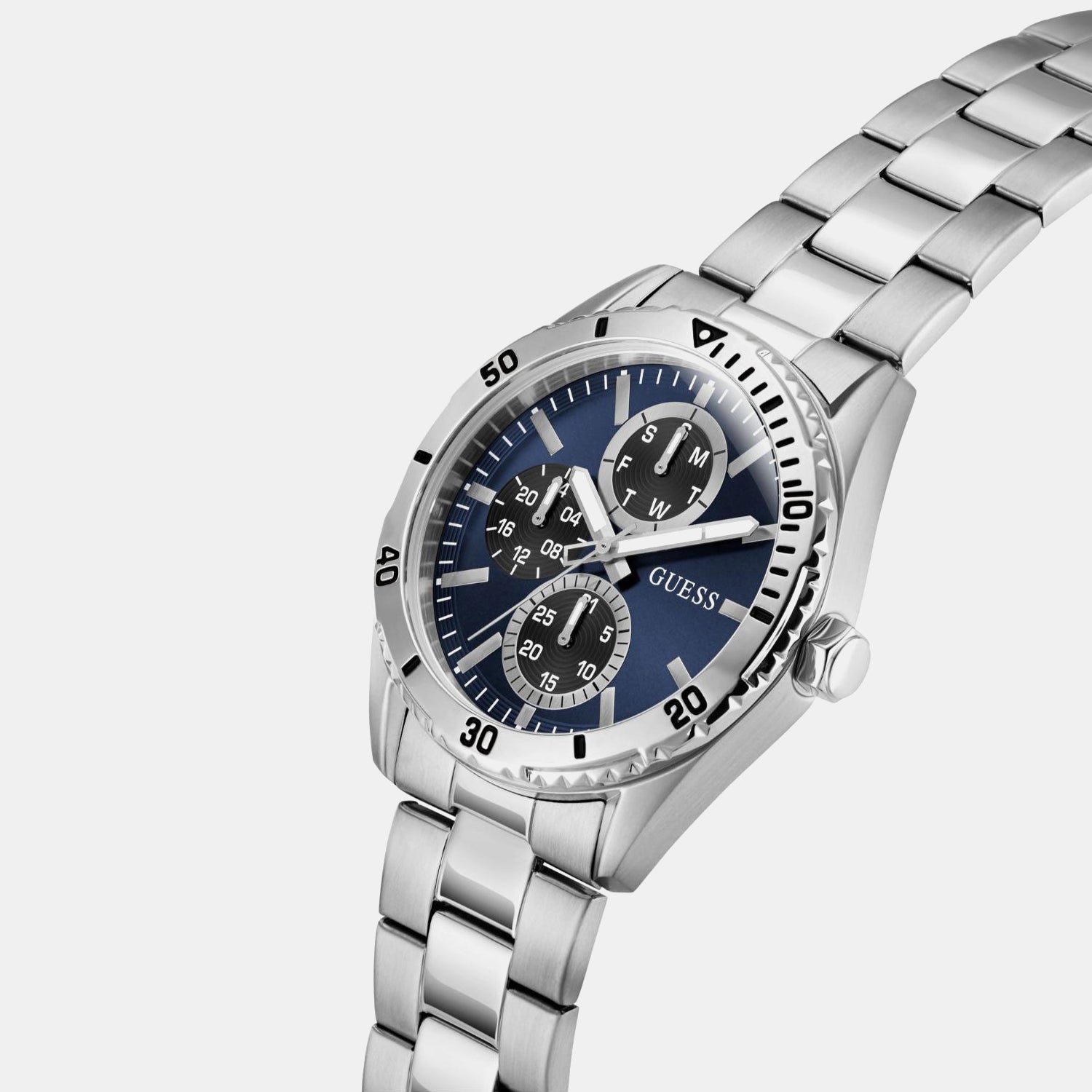 Guess Men Quartz Blue Dial Analog Stainless Steel Watch Gw1061G7