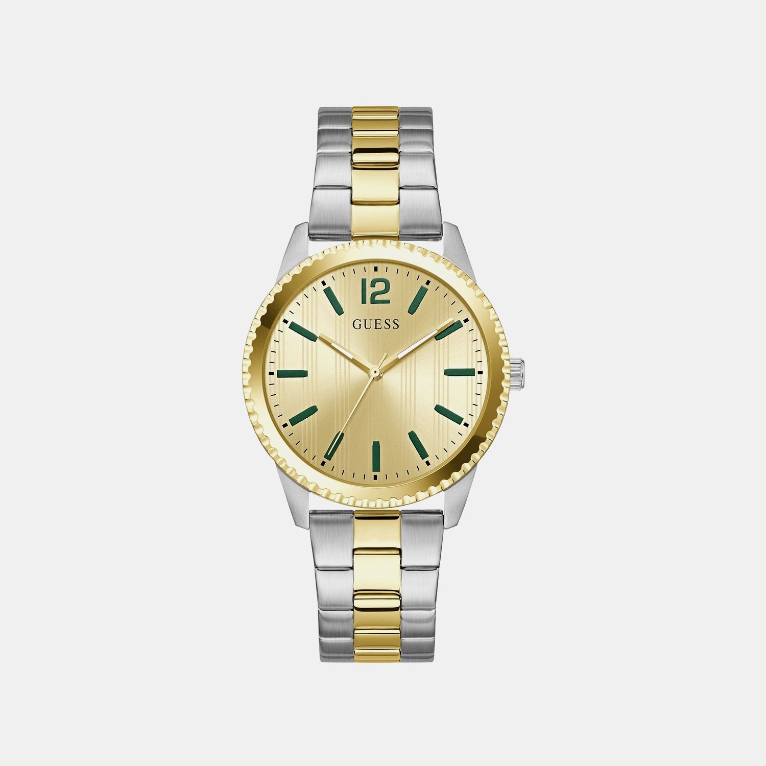 Guess Gs Chip Men Quartz Champagne Dial Analog Stainless Steel Gw1062G4