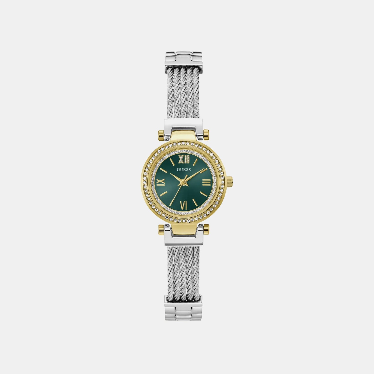 Guess Gb Mini Soho Women Quartz Green Dial Analog Stainless Steel Gw1076L3