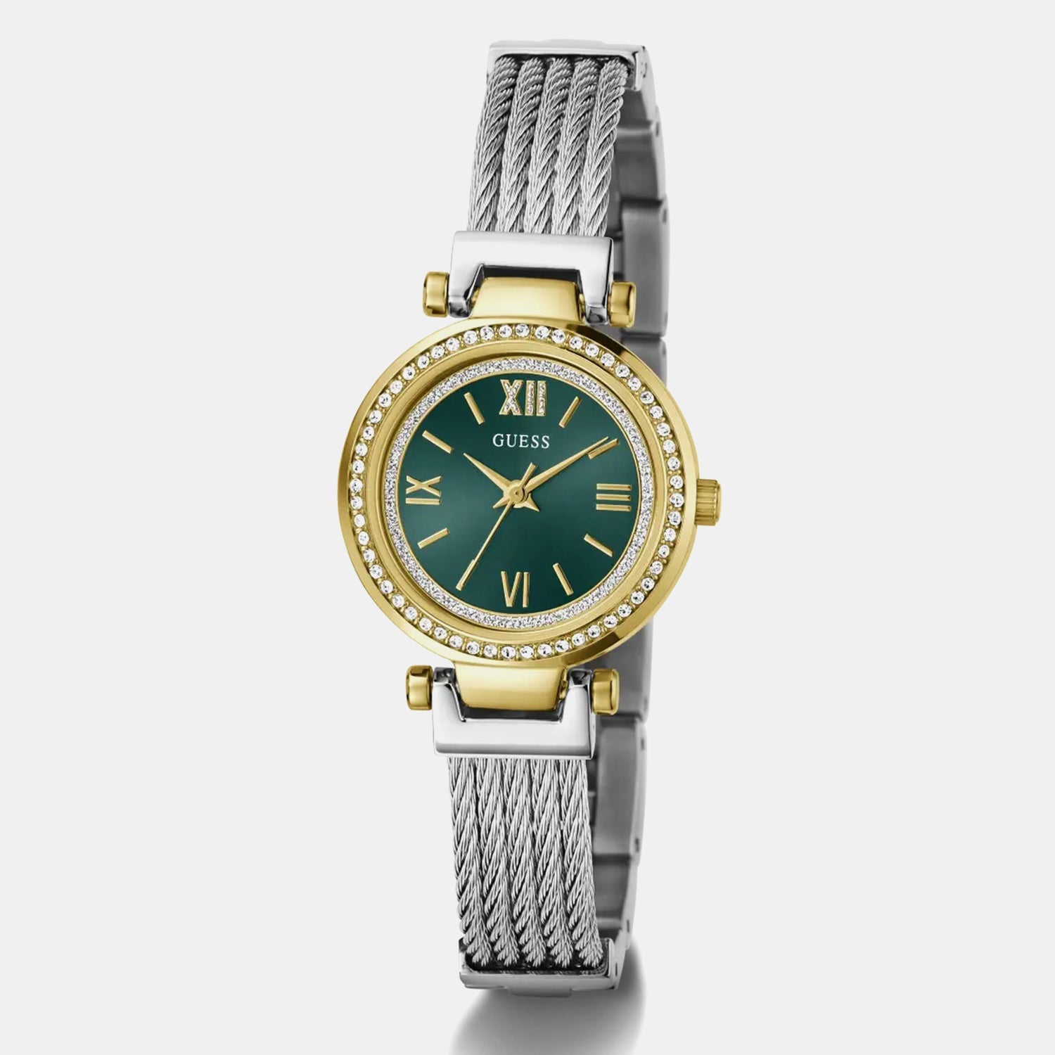 Guess Gb Mini Soho Women Quartz Green Dial Analog Stainless Steel Gw1076L3